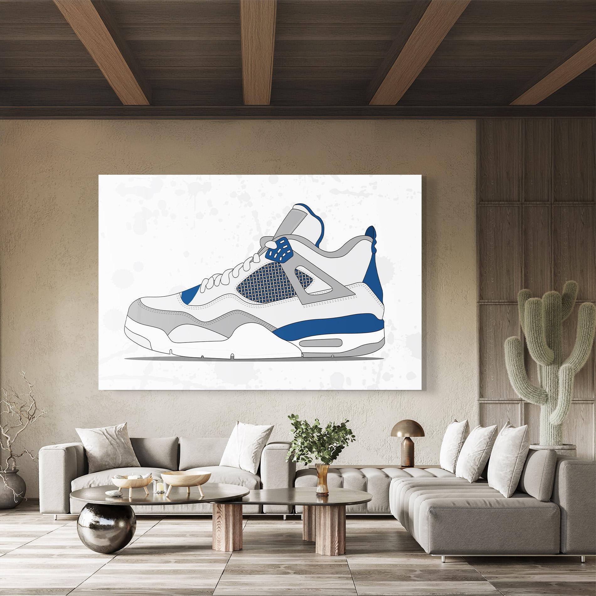 Tablou Sticla Blue Grey Sneakers mockup 8