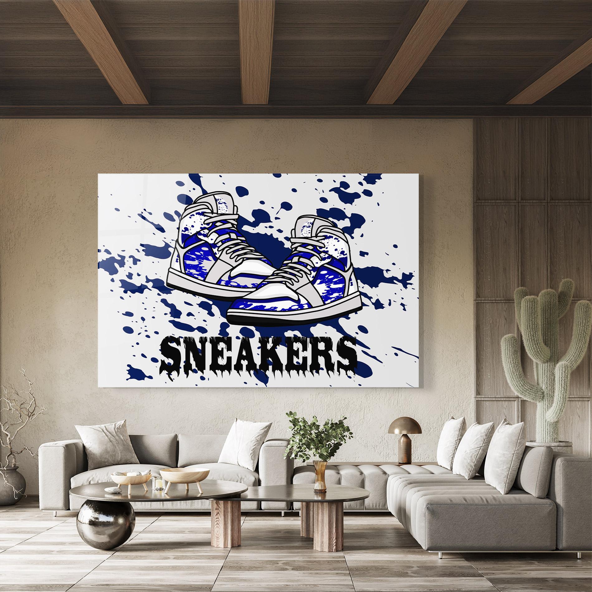 Tablou Sticla Dark Blue Sneakers mockup 8