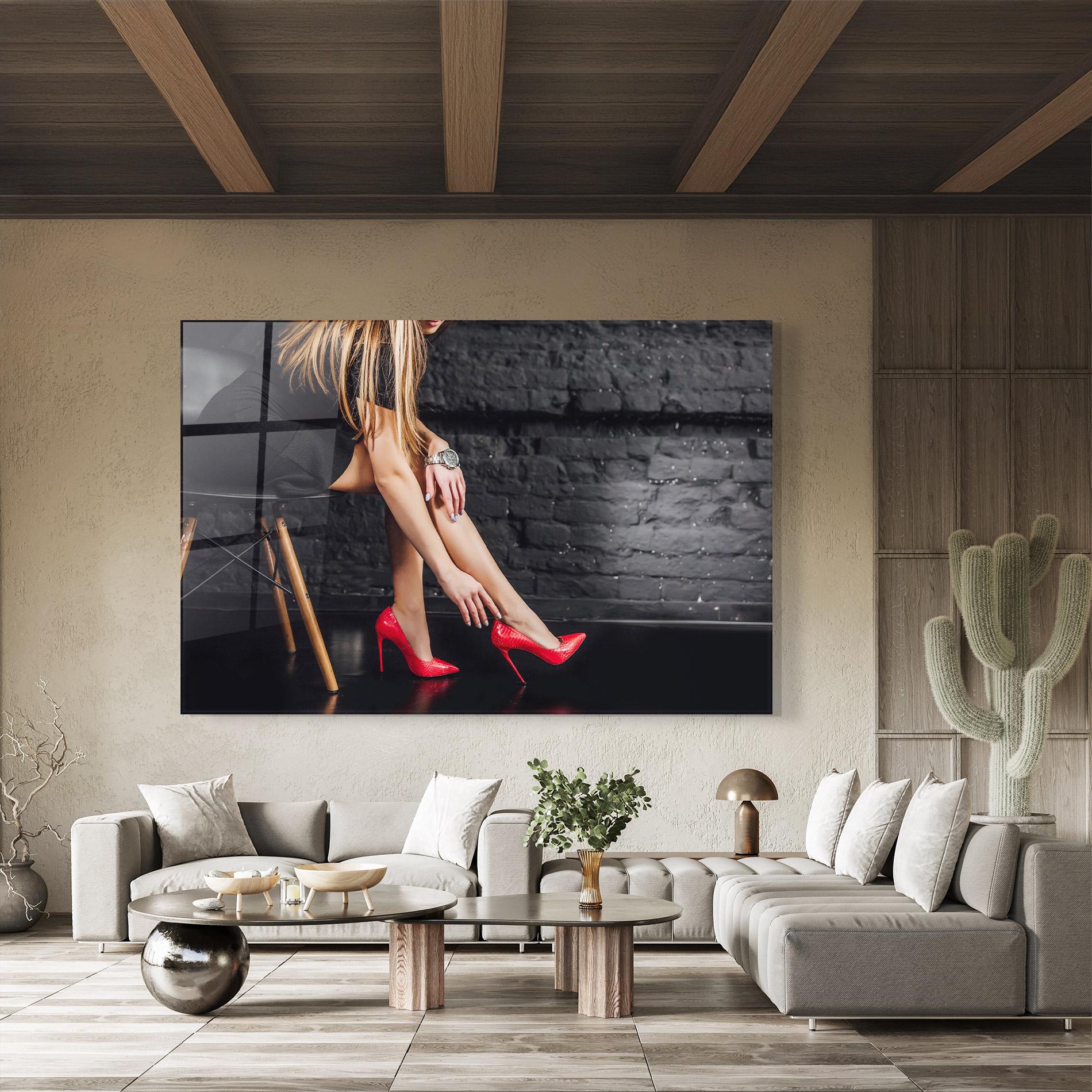 Tablou Sticla Elegan Red Heels mockup 8