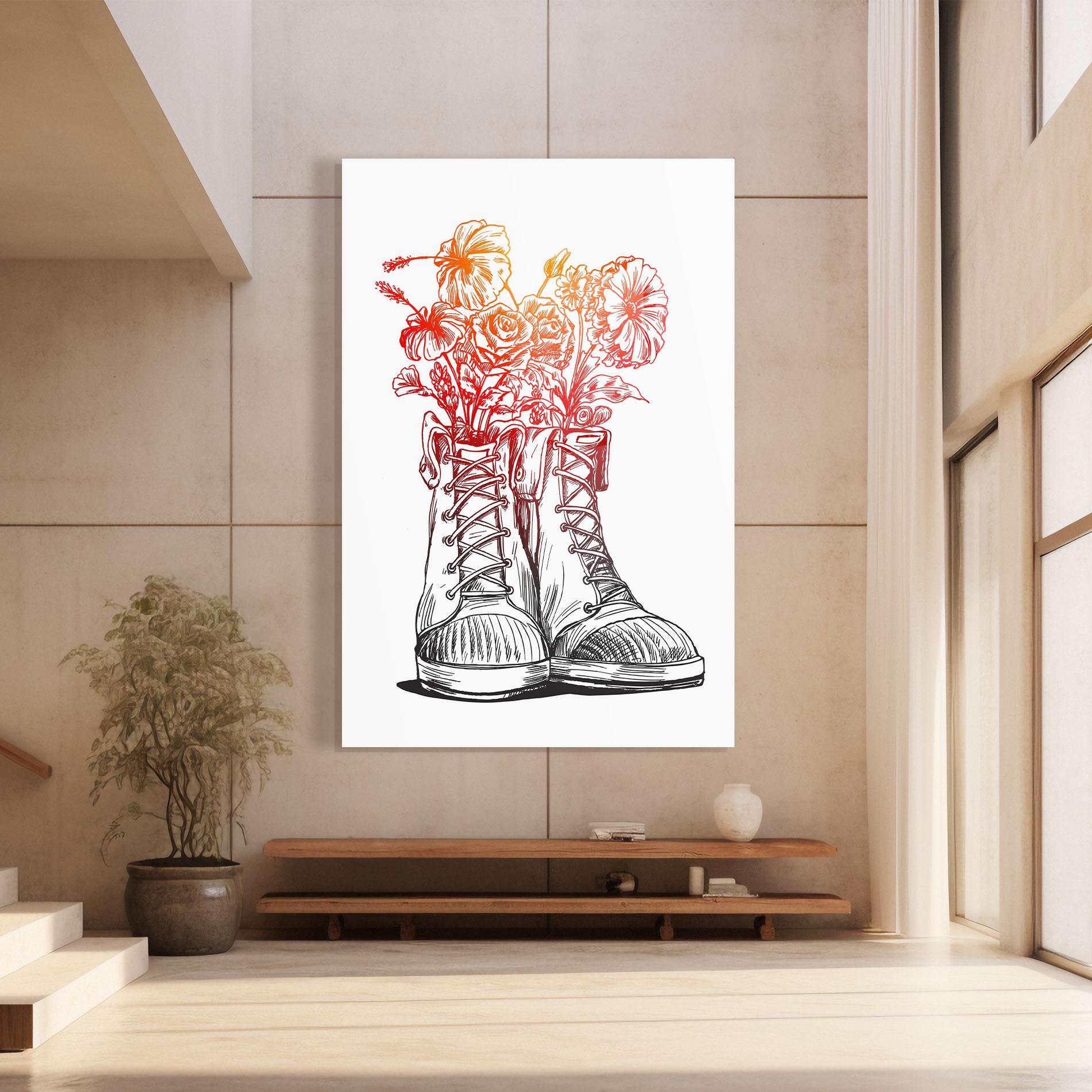 Tablou Sticla Flower In Shoes mockup 8