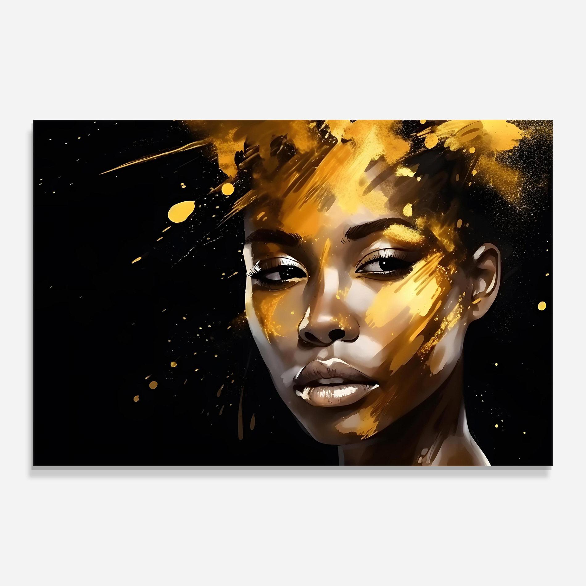 Tablou Sticla African Gold Woman mockup 0
