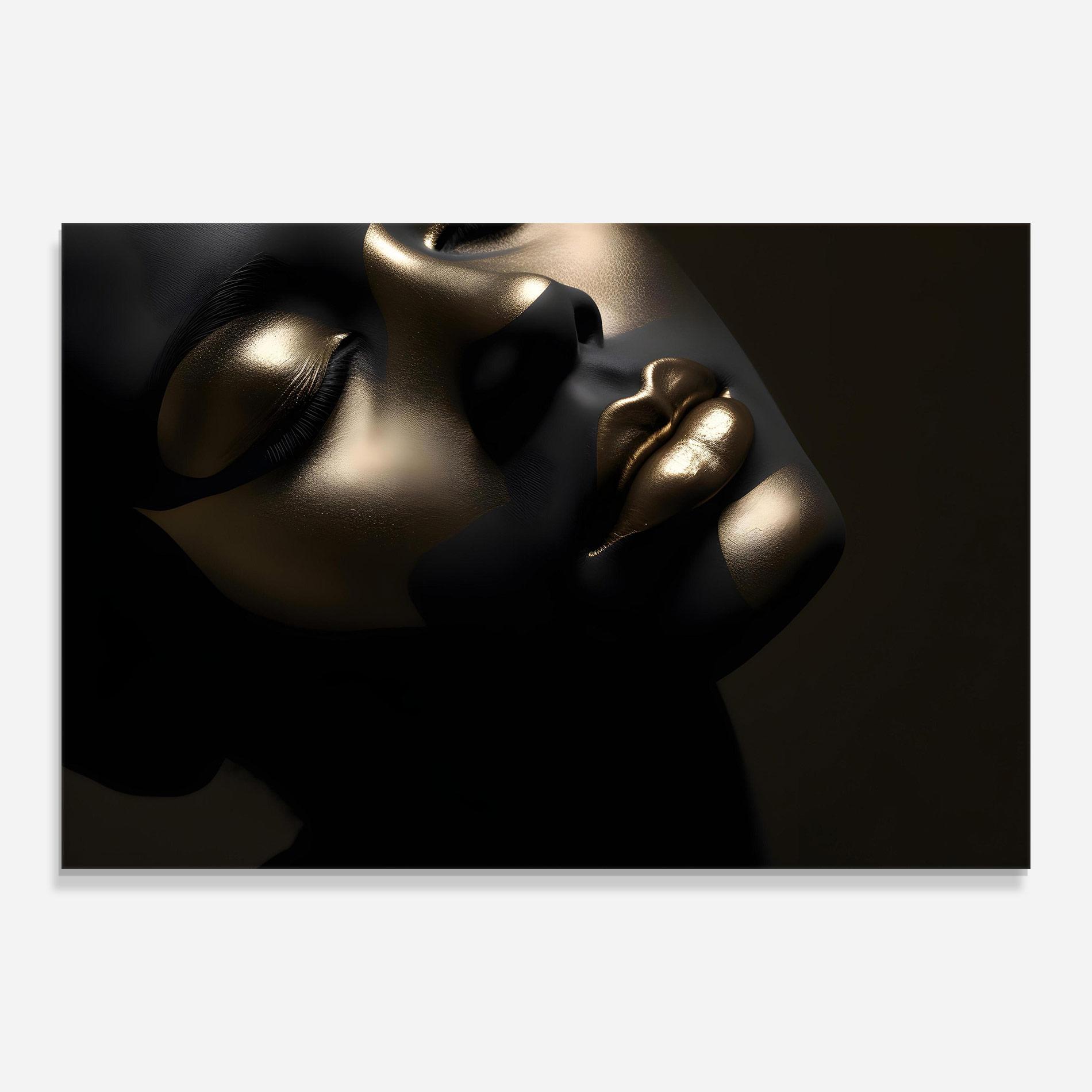 Tablou Sticla Dark Gold Face mockup 0