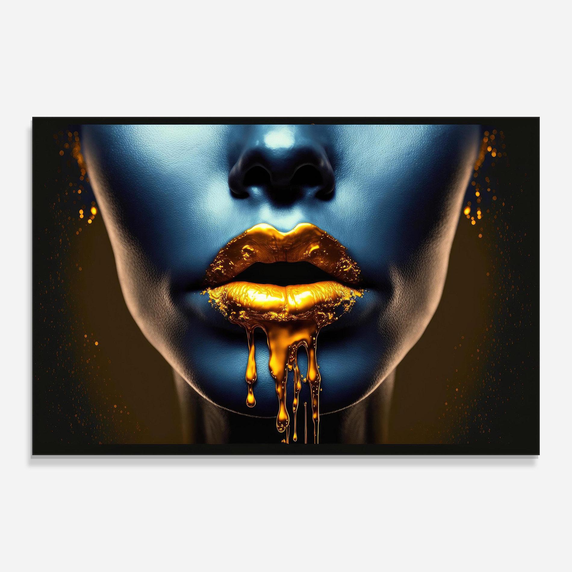 Tablou Sticla Gold Liquid Blue mockup 0