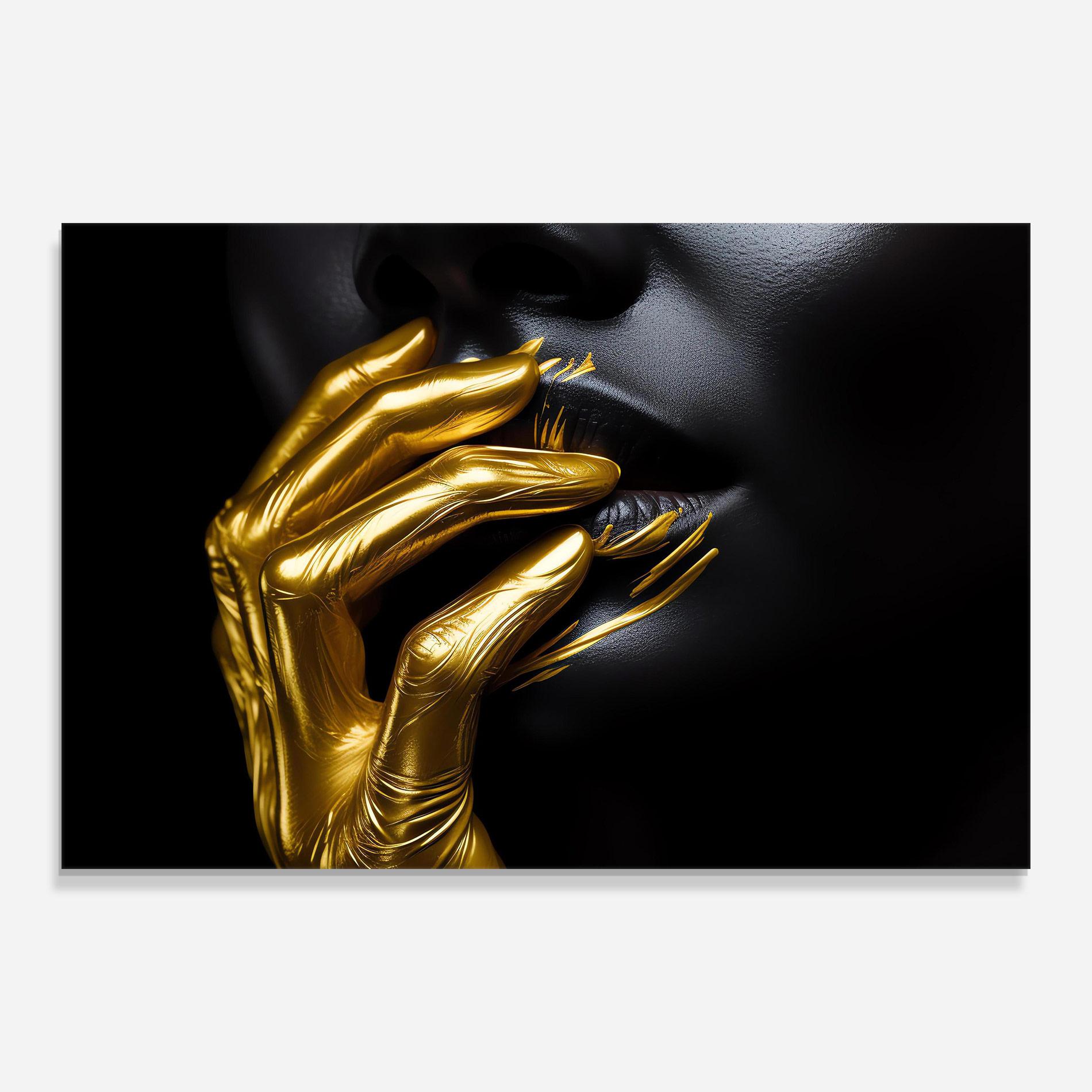Tablou Sticla Gold Small Hand mockup 0