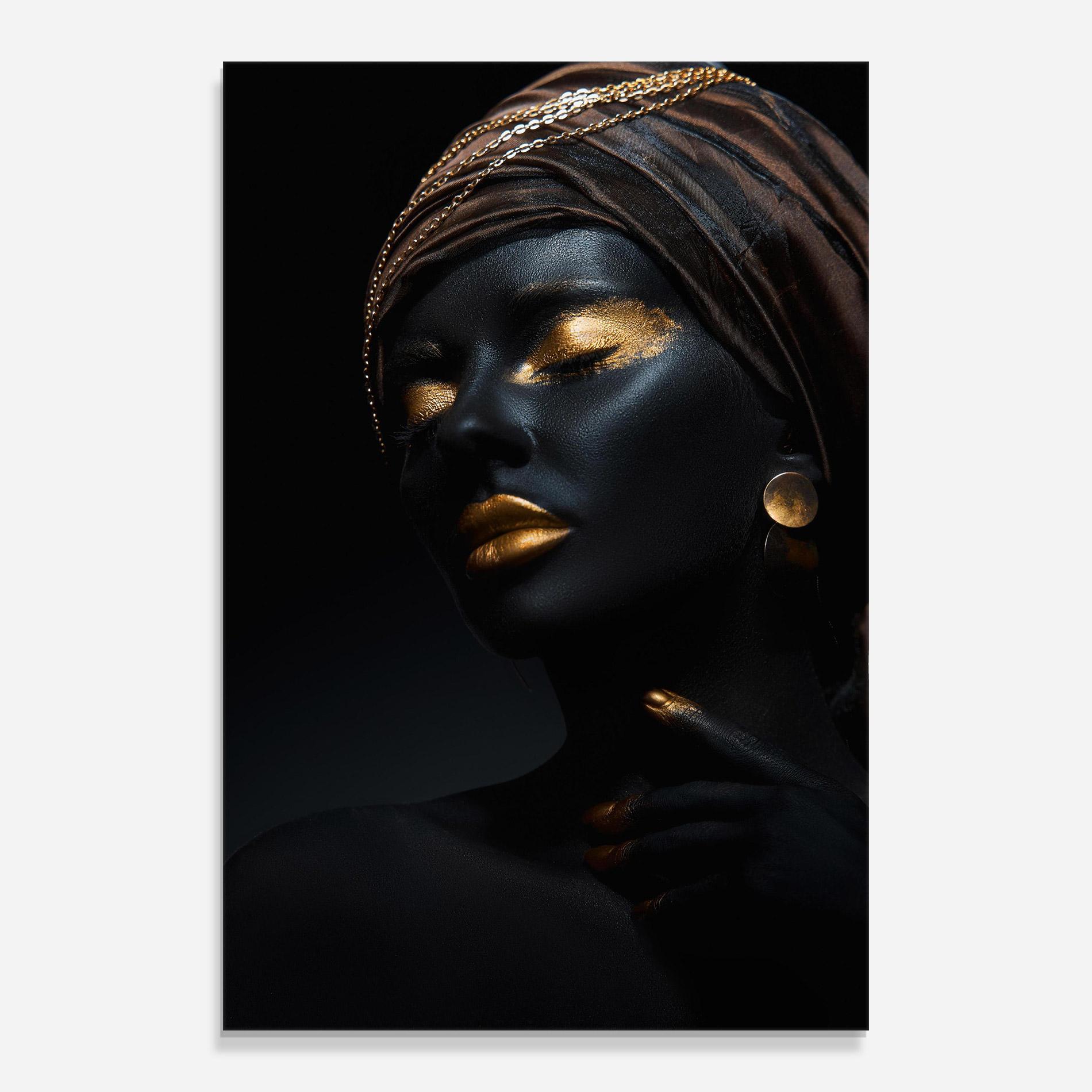 Tablou Sticla Black Gold Skin mockup 0