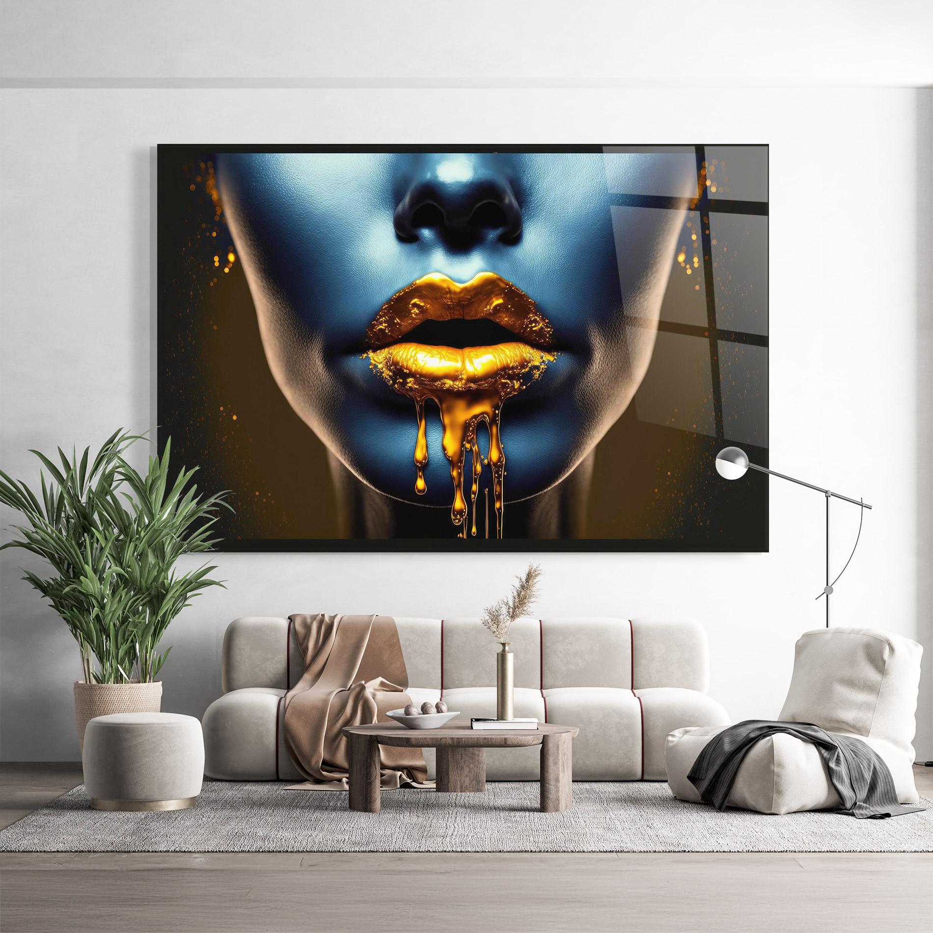 Tablou Sticla Gold Liquid Blue mockup 9
