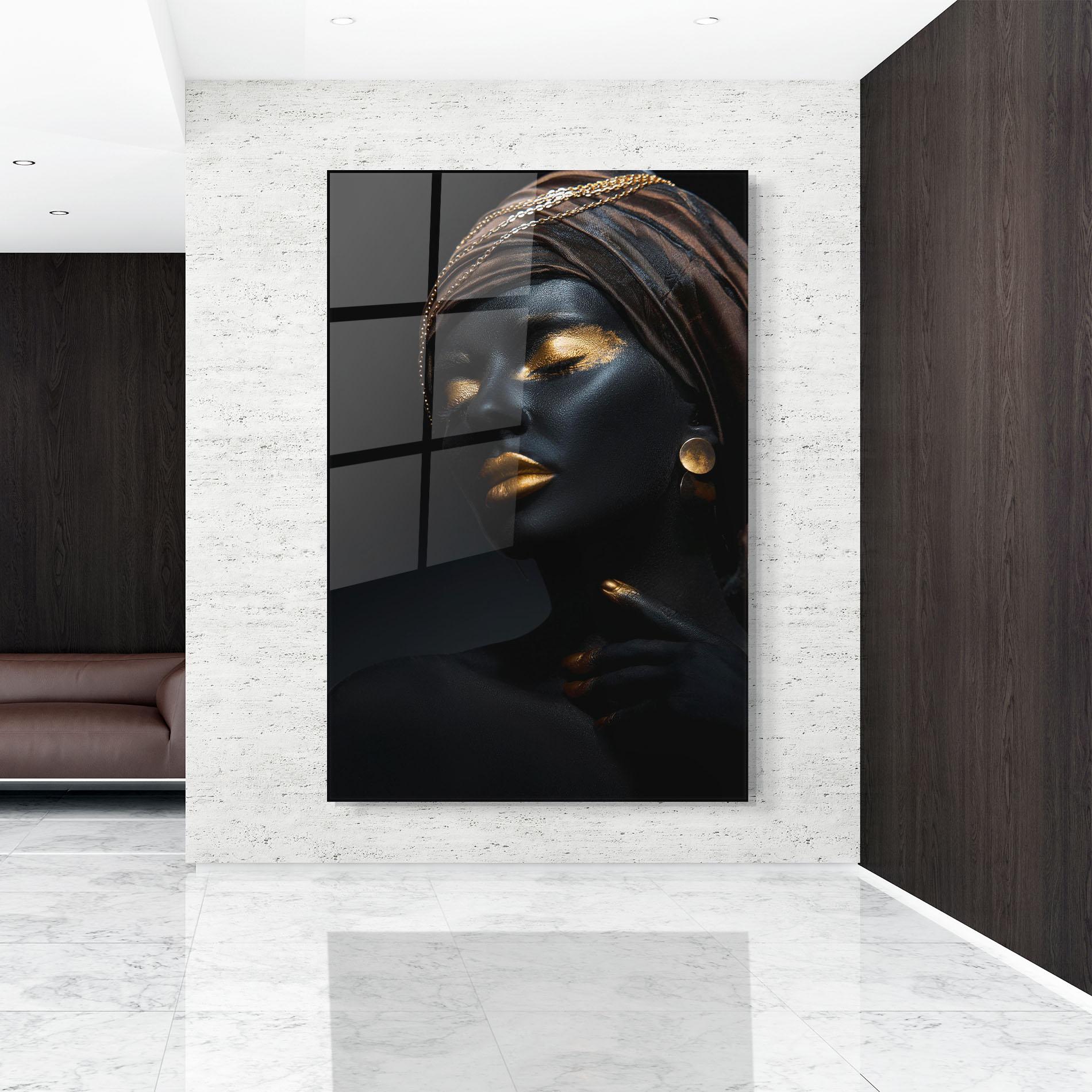 Tablou Sticla Black Gold Skin mockup 9