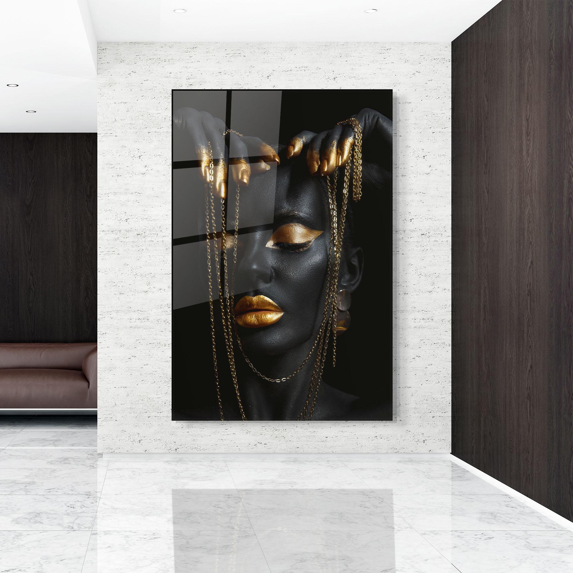 Tablou Sticla Chain Gold Eyelids mockup 9