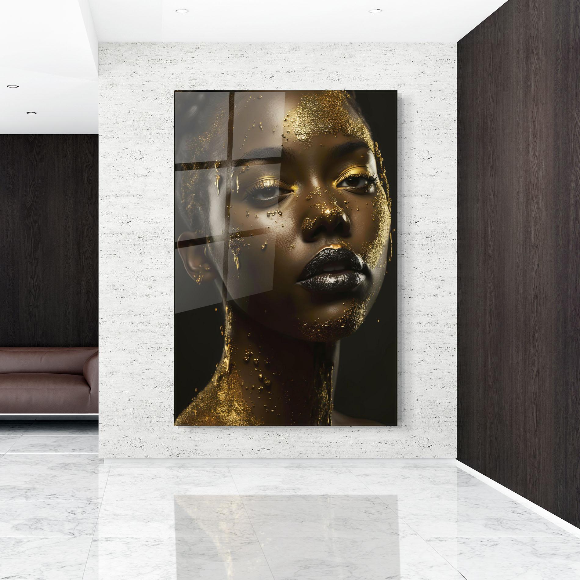 Tablou Sticla Gold Sparkling Woman mockup 9