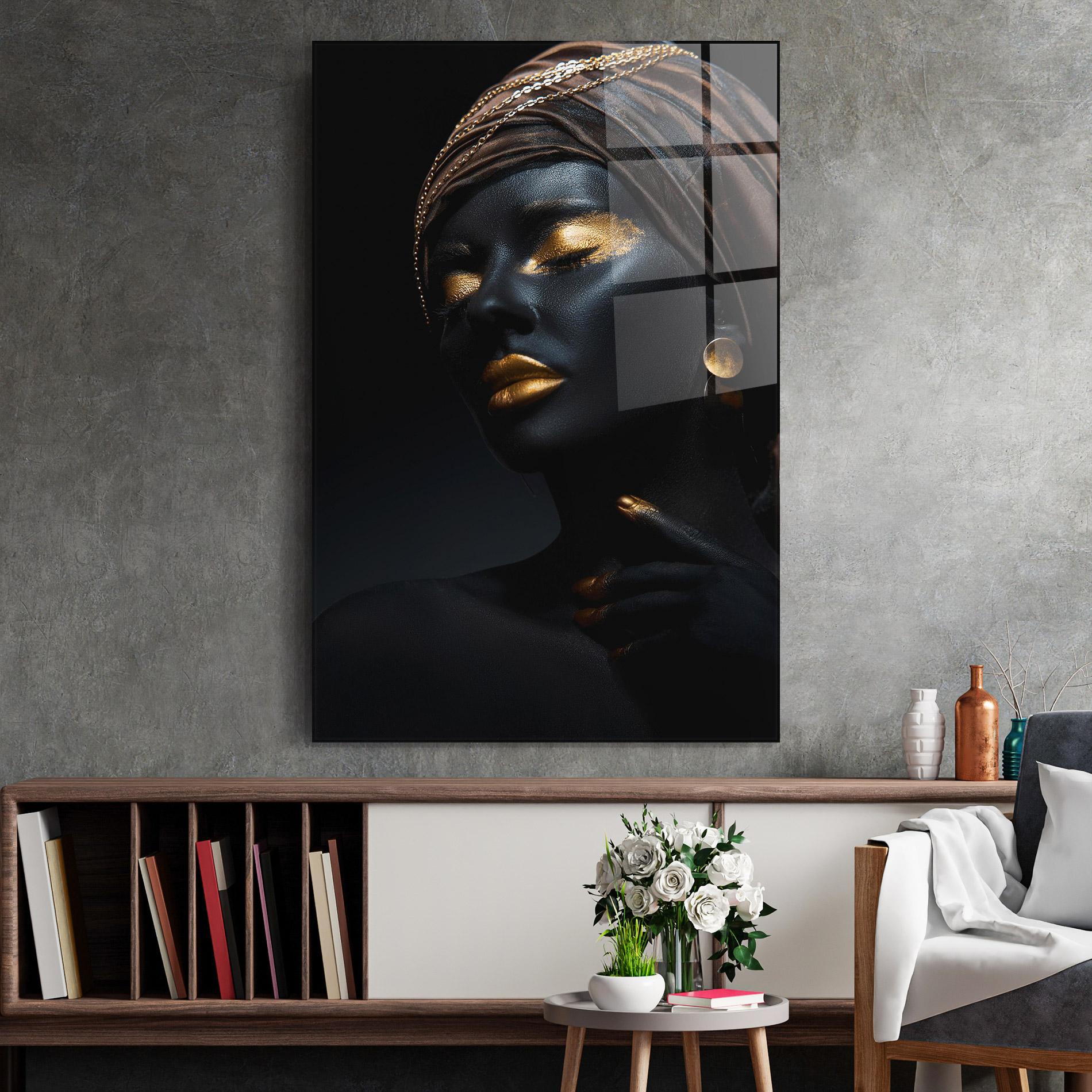 Tablou Sticla Black Gold Skin mockup 2