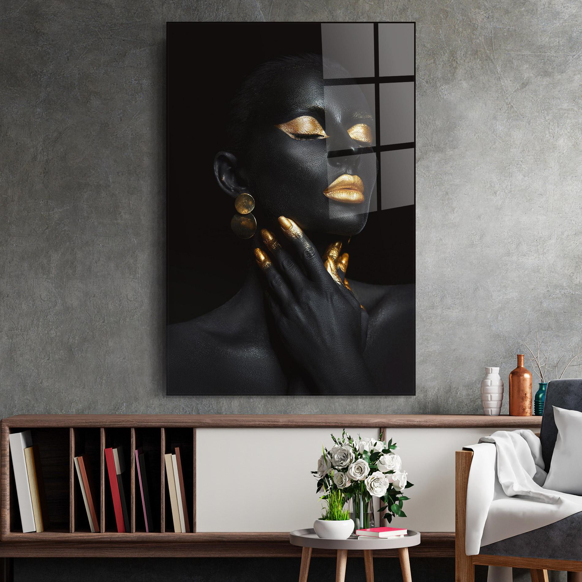 Tablou Sticla Eyelids Gold Makeup mockup 2