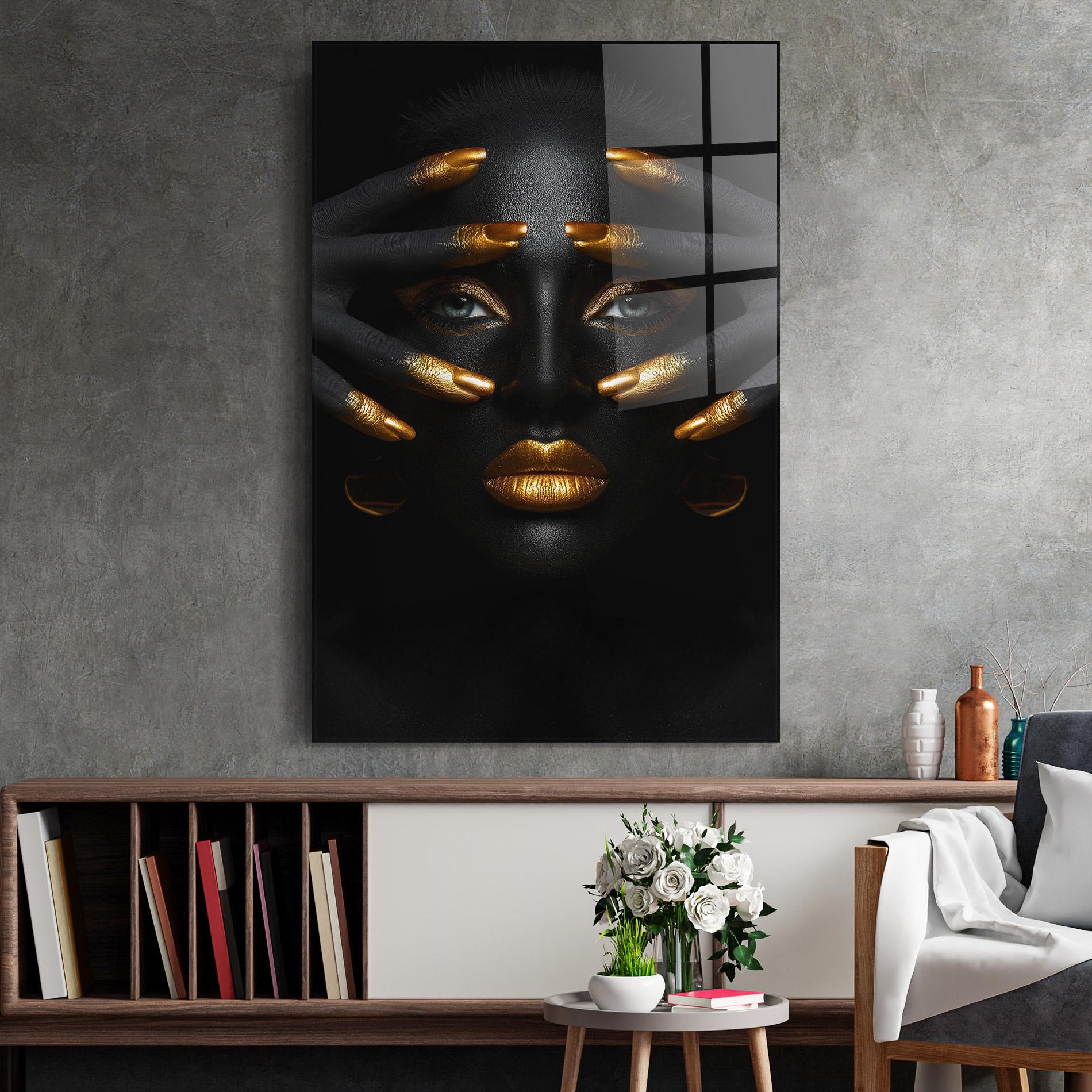 Tablou Sticla Gold Fingertips Art mockup 2