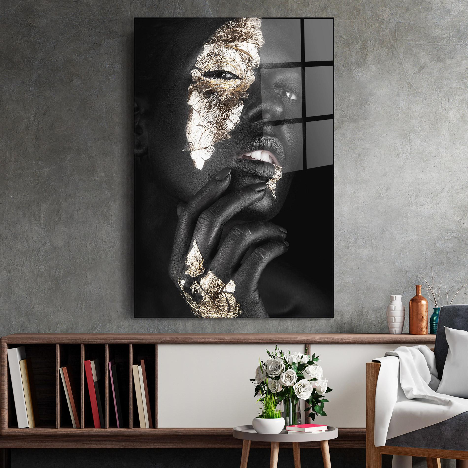 Tablou Sticla Golden Posture mockup 2