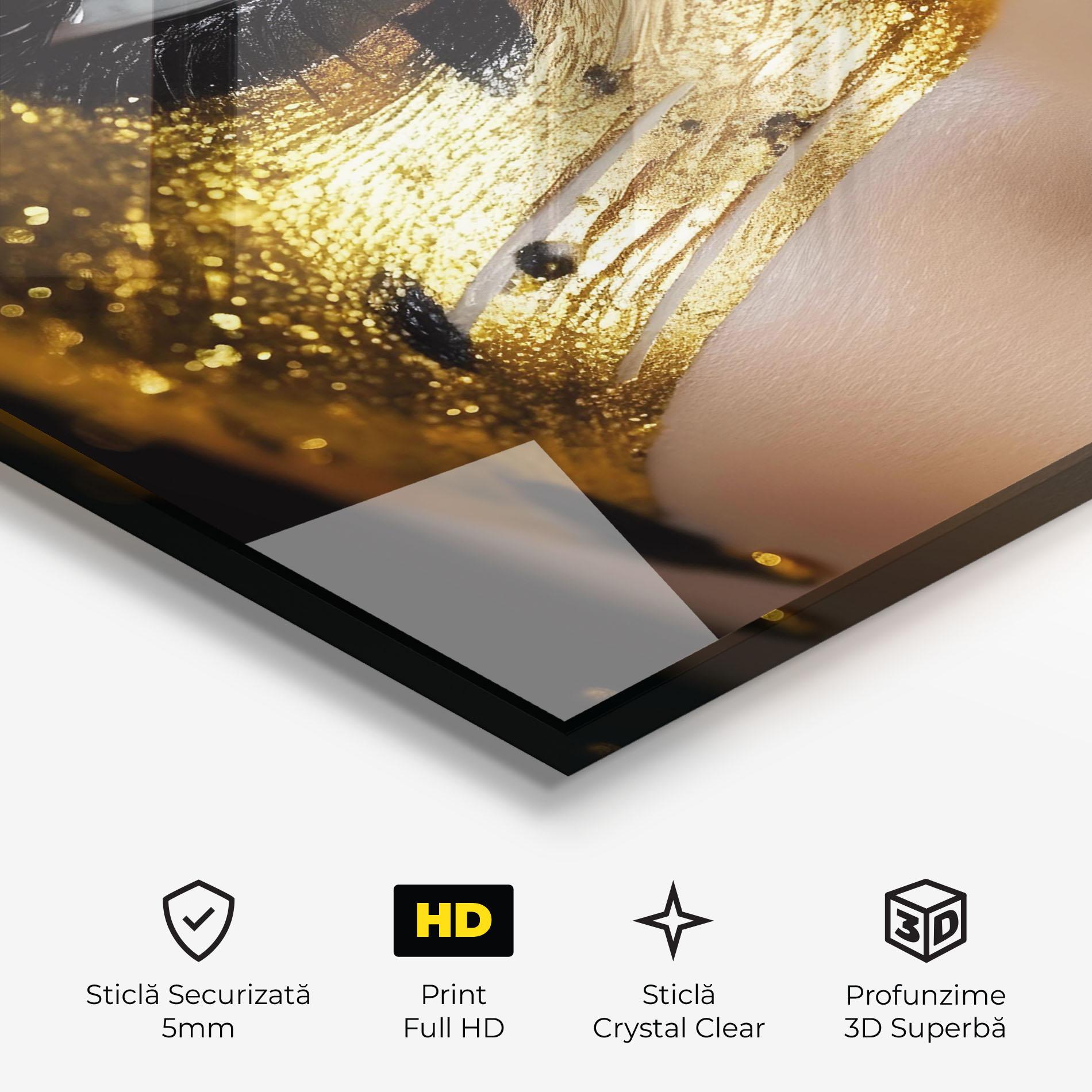 Tablou Sticla Black Gold Eyeliner mockup 3