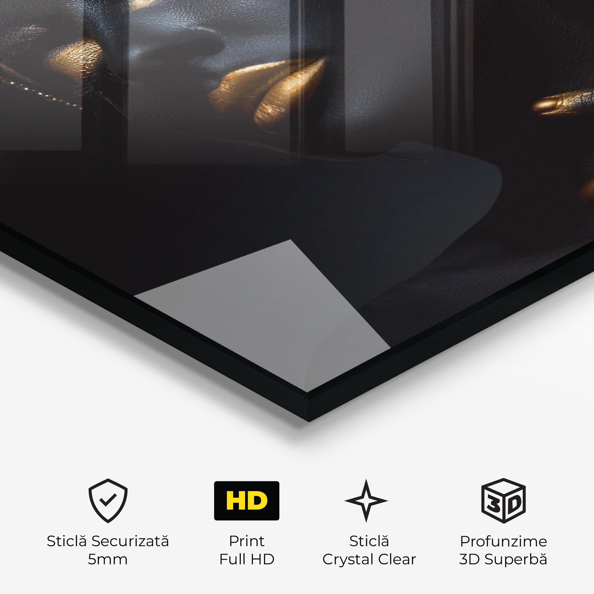 Tablou Sticla Black Gold Skin mockup 3