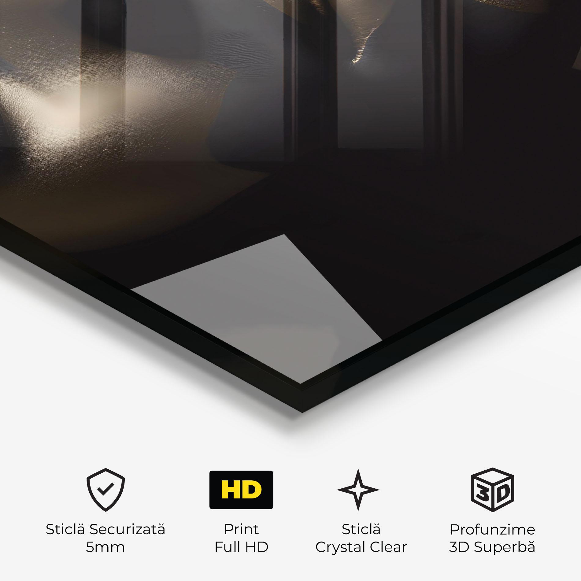 Tablou Sticla Dark Gold Face mockup 3