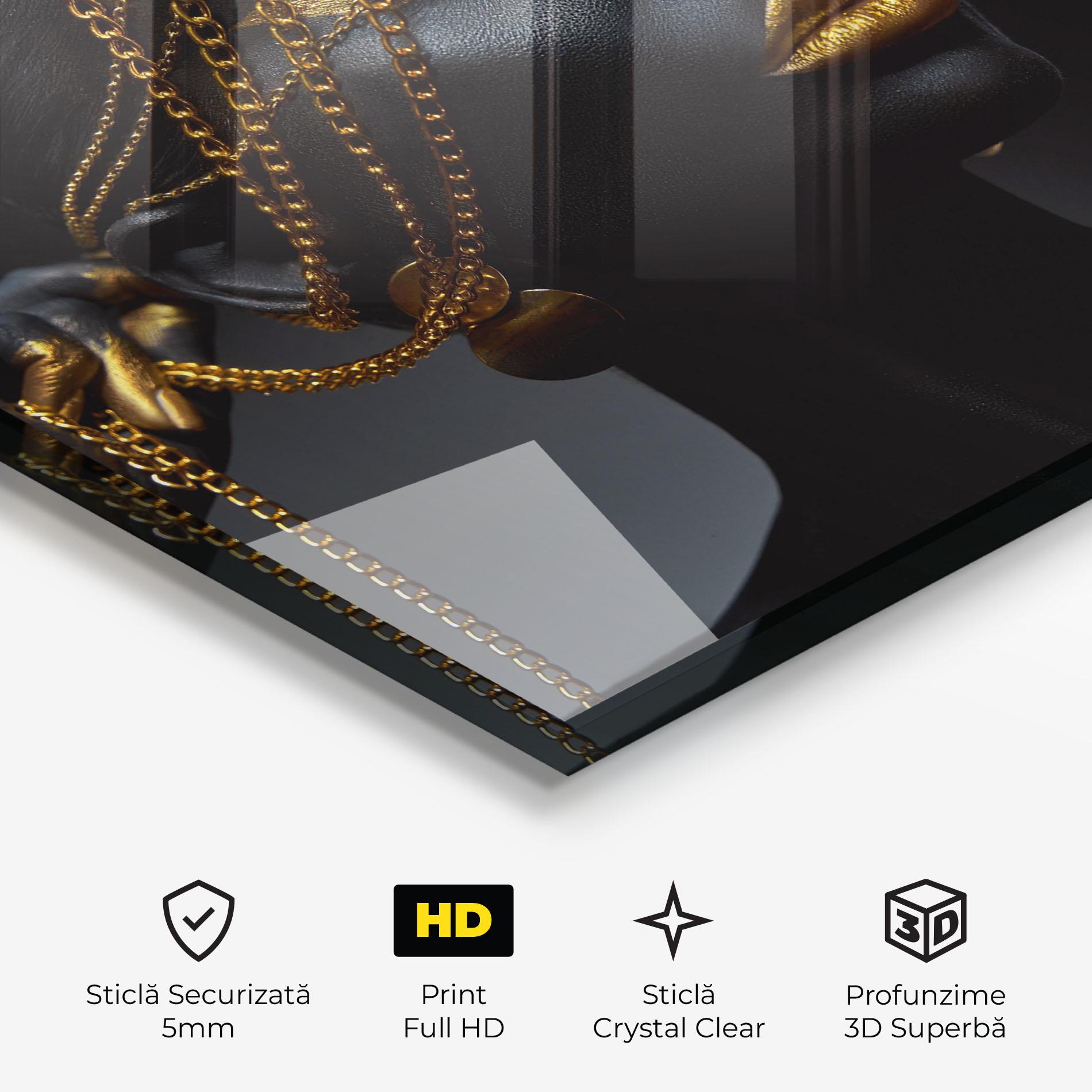 Tablou Sticla Gold Chain Fingertips mockup 3