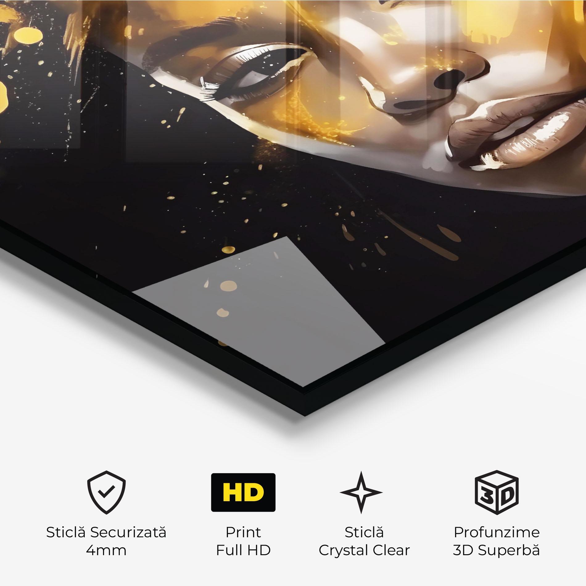 Tablou Sticla African Gold Woman mockup 3