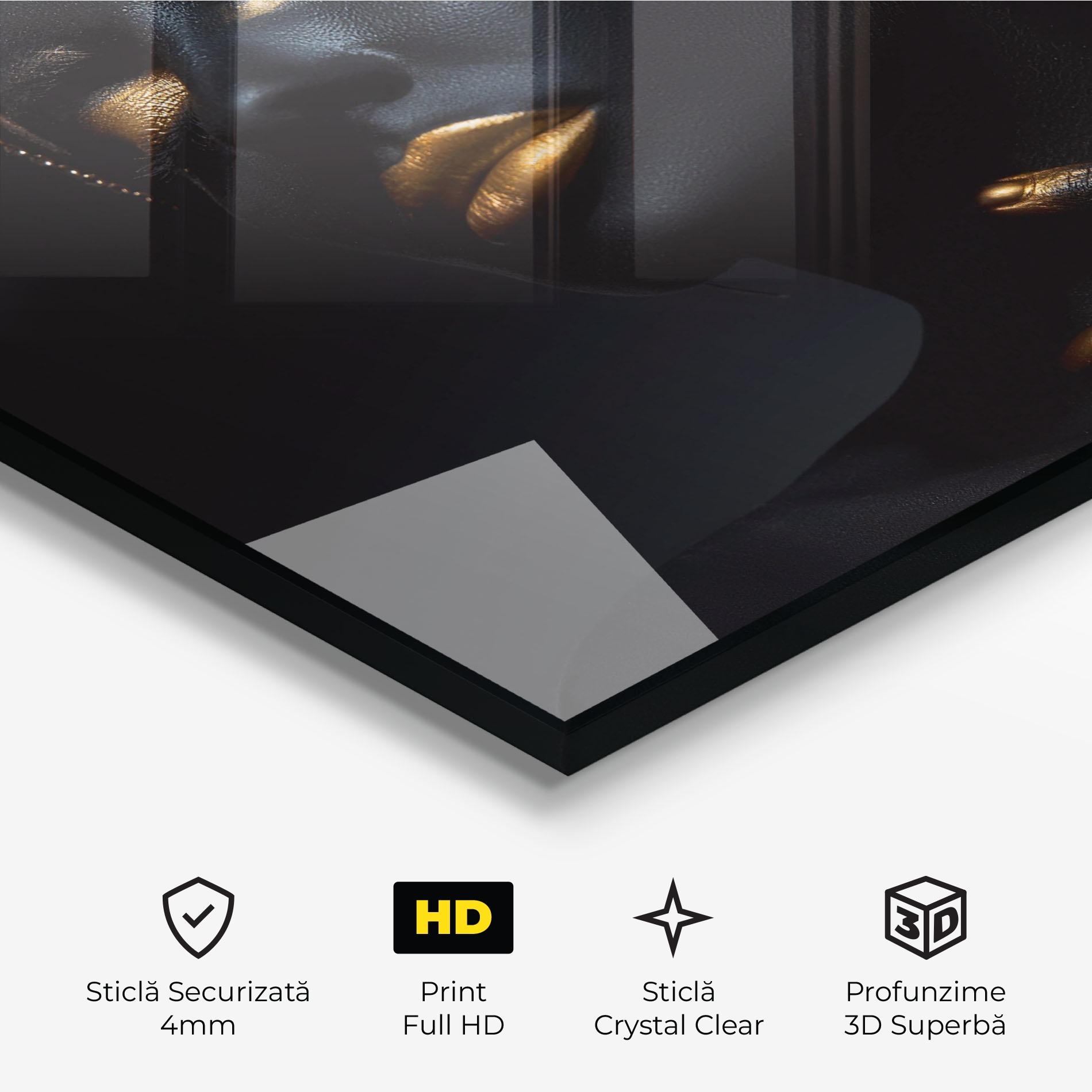 Tablou Sticla Black Gold Skin mockup 3