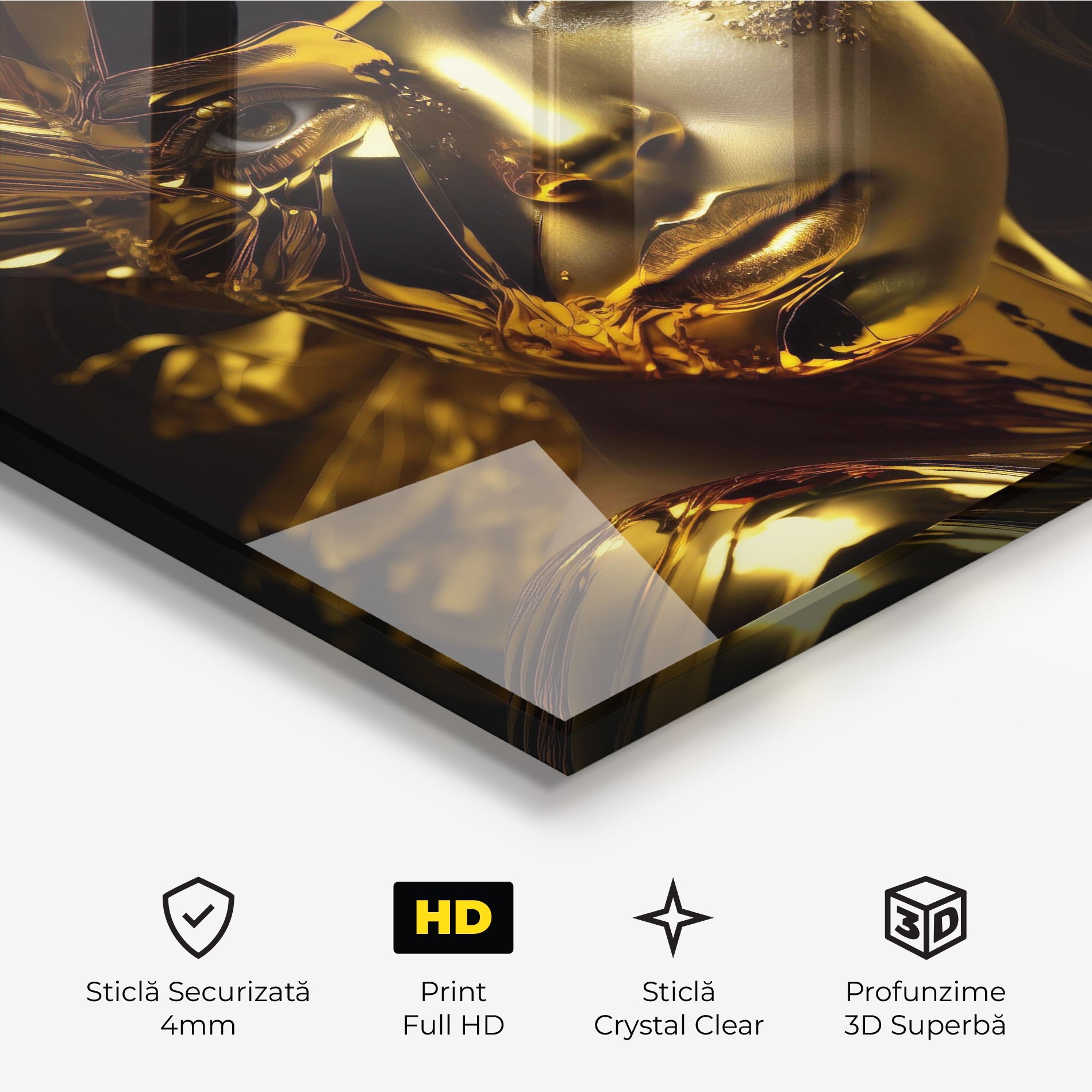 Tablou Sticla Covered By Gold într-un interior modern