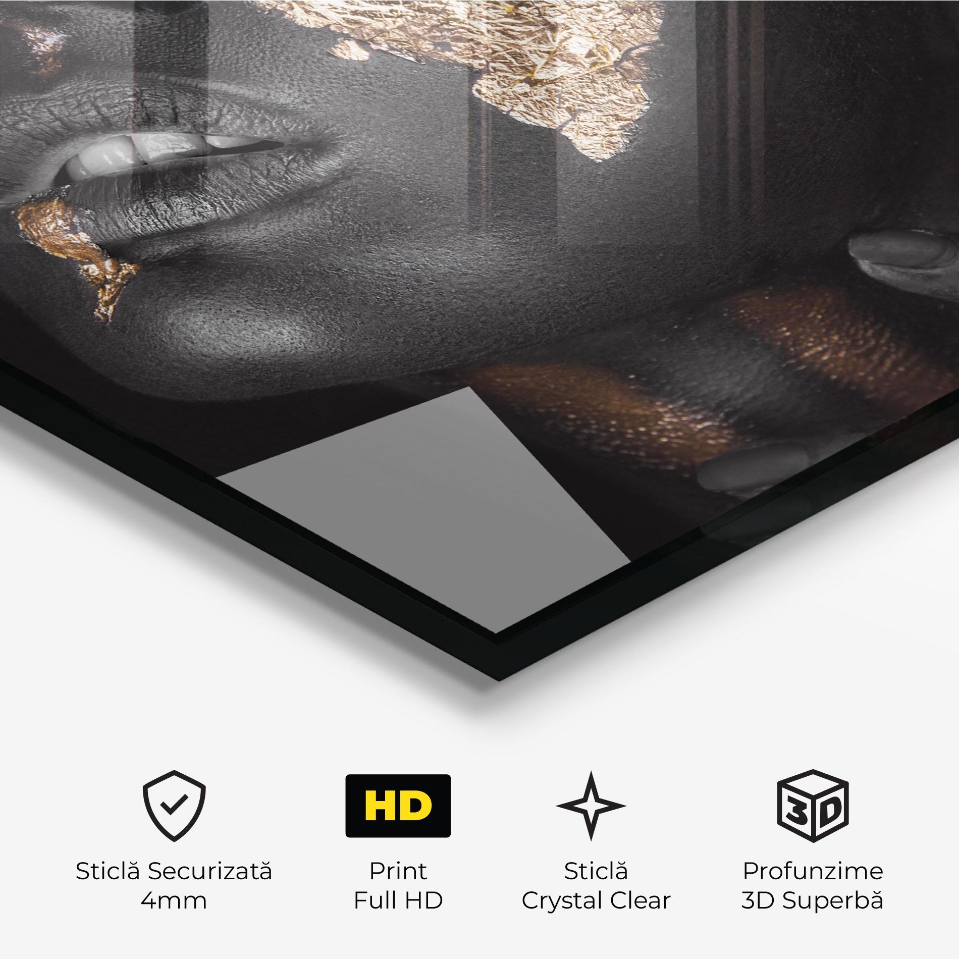 Tablou Sticla Darkskinned Gold Art mockup 3