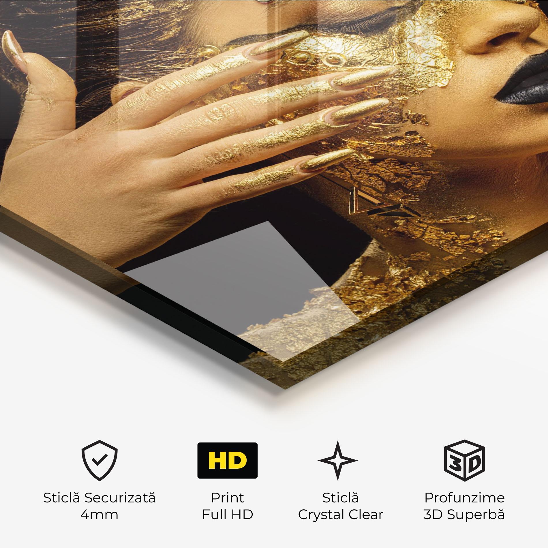 Tablou Sticla Festive Golden Makeup mockup 3