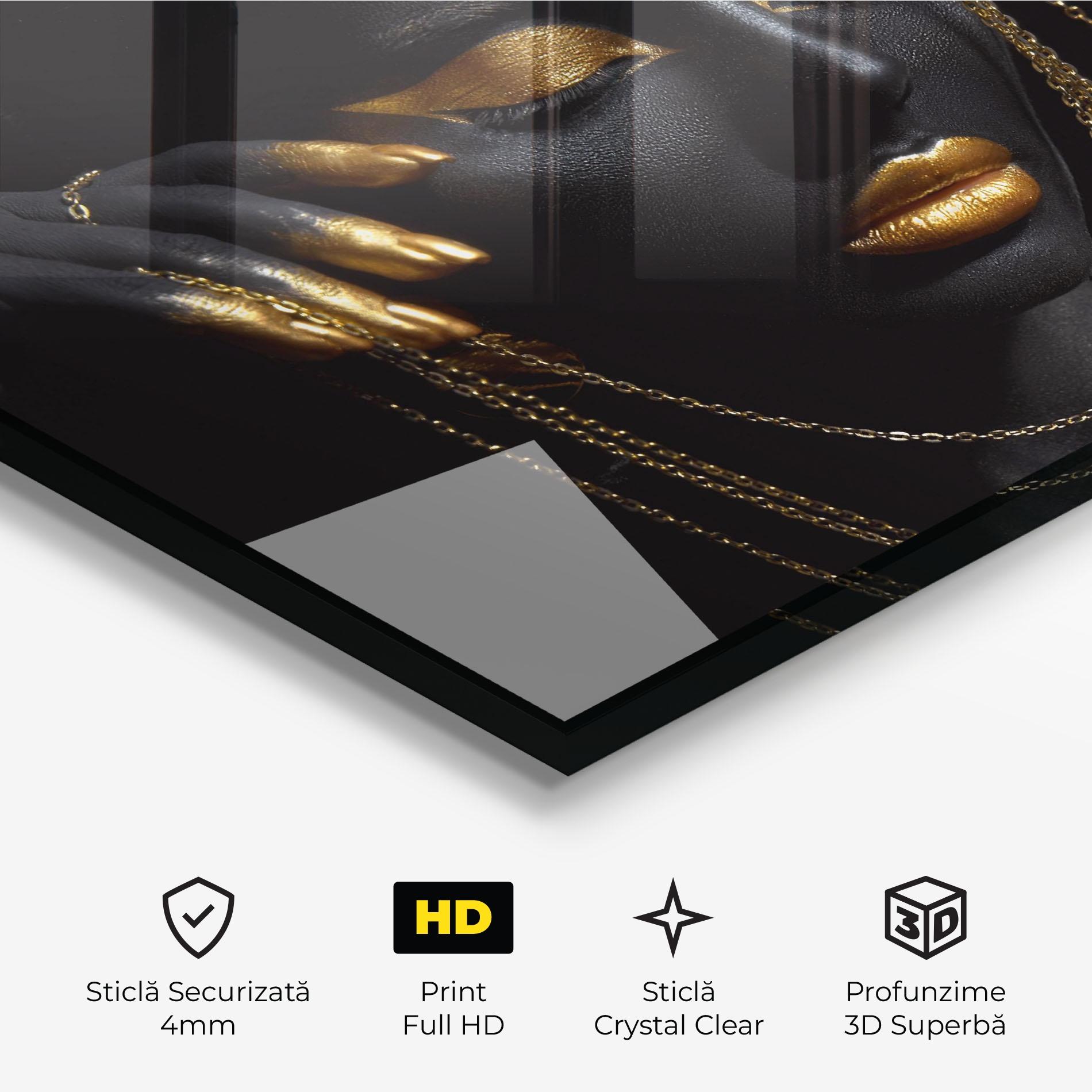 Tablou Sticla Gold Black Skin mockup 3