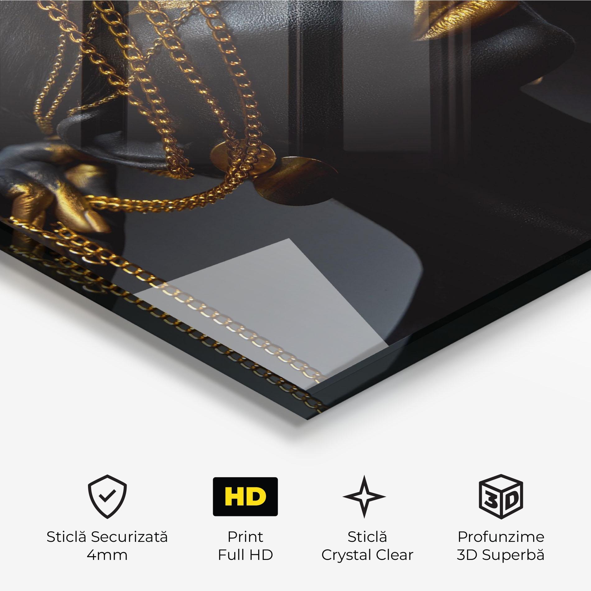 Tablou Sticla Gold Chain Fingertips mockup 3