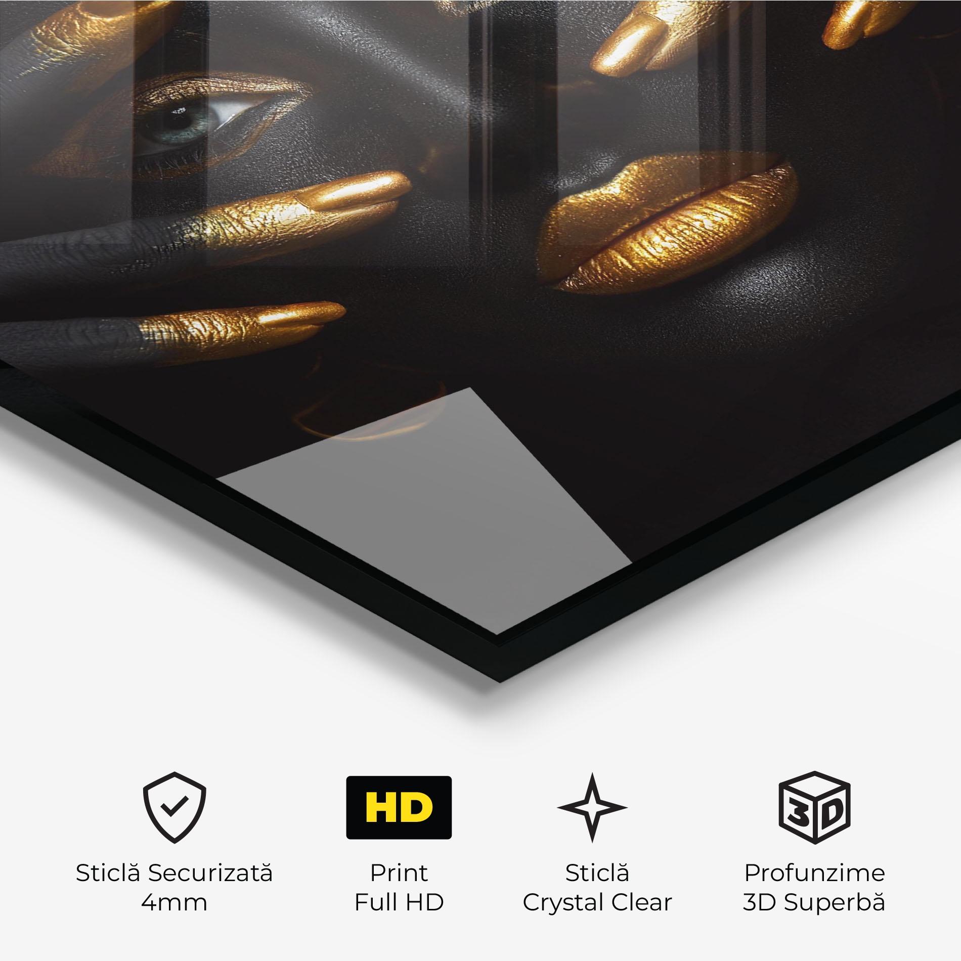 Tablou Sticla Gold Fingertips Art mockup 3