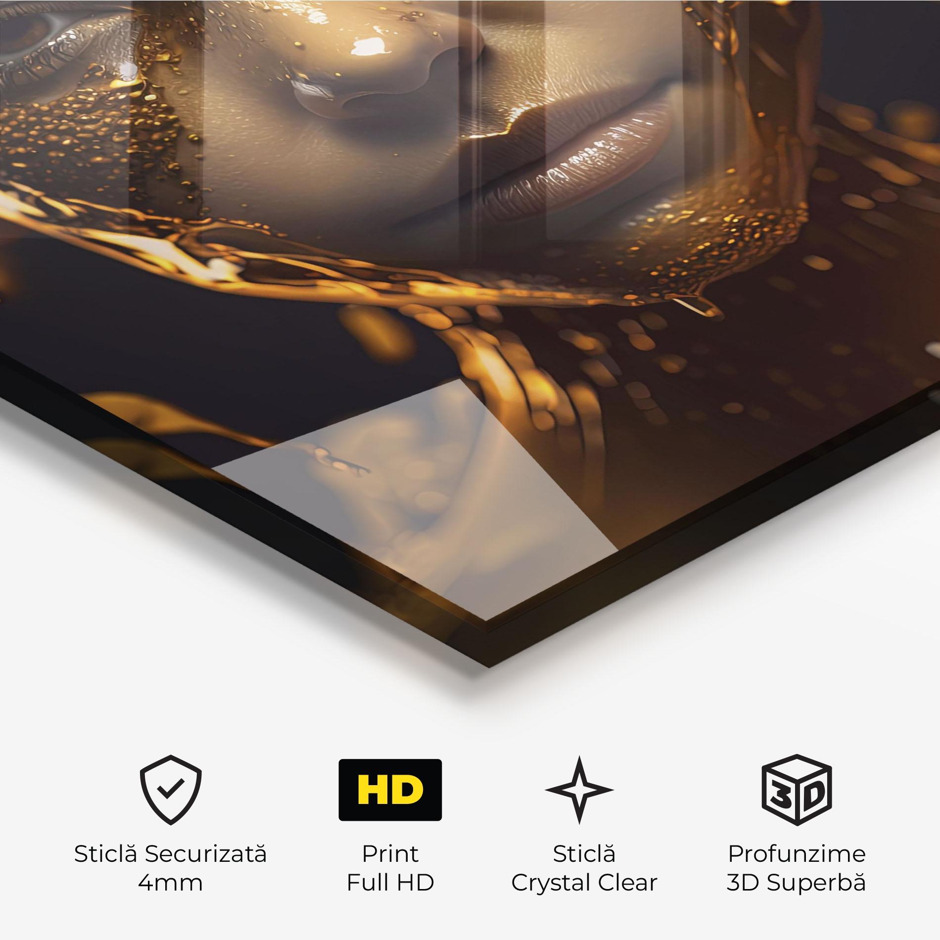 Tablou Sticla Gold Honeycomb Girl mockup 3
