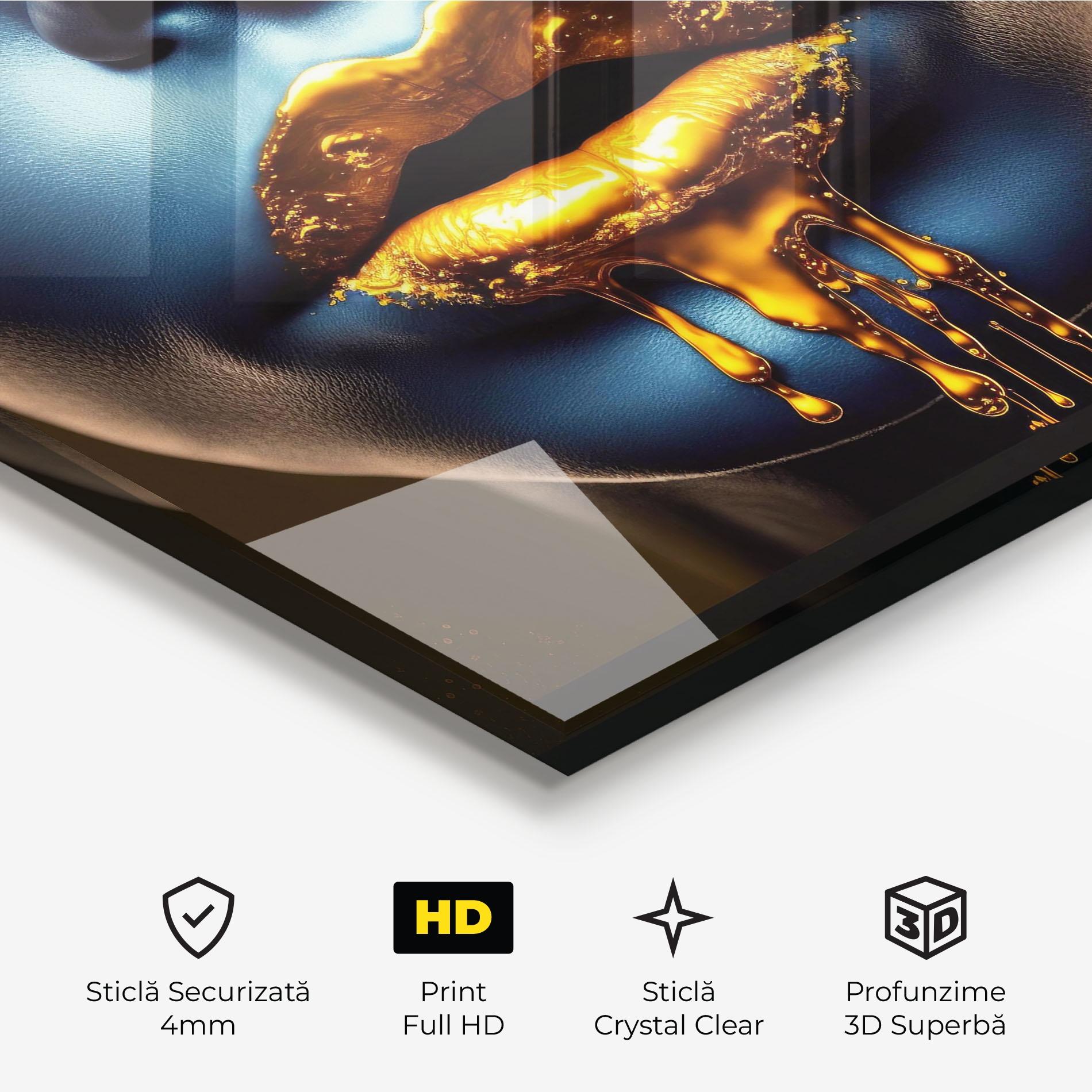 Tablou Sticla Gold Liquid Blue mockup 3