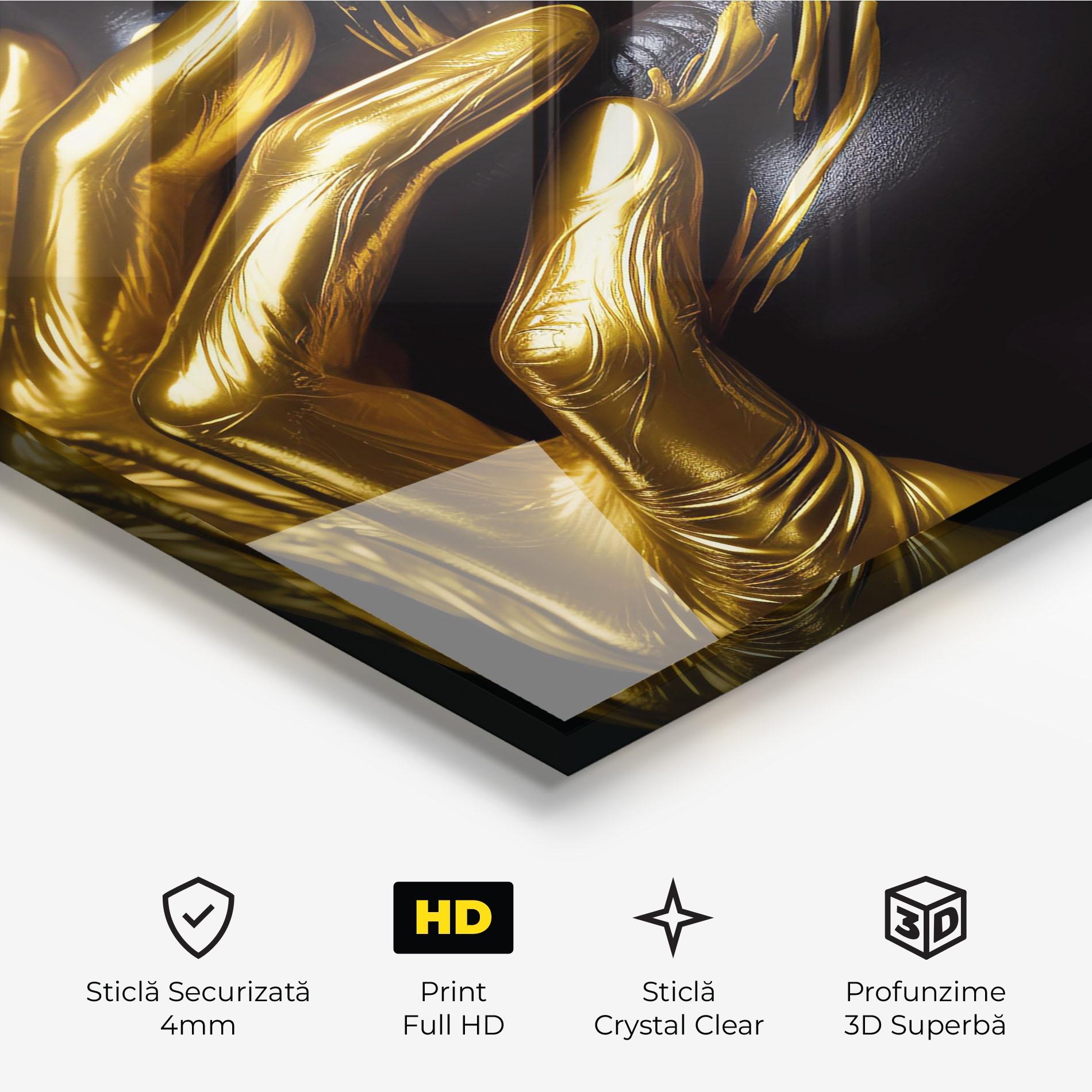 Tablou Sticla Gold Small Hand mockup 3