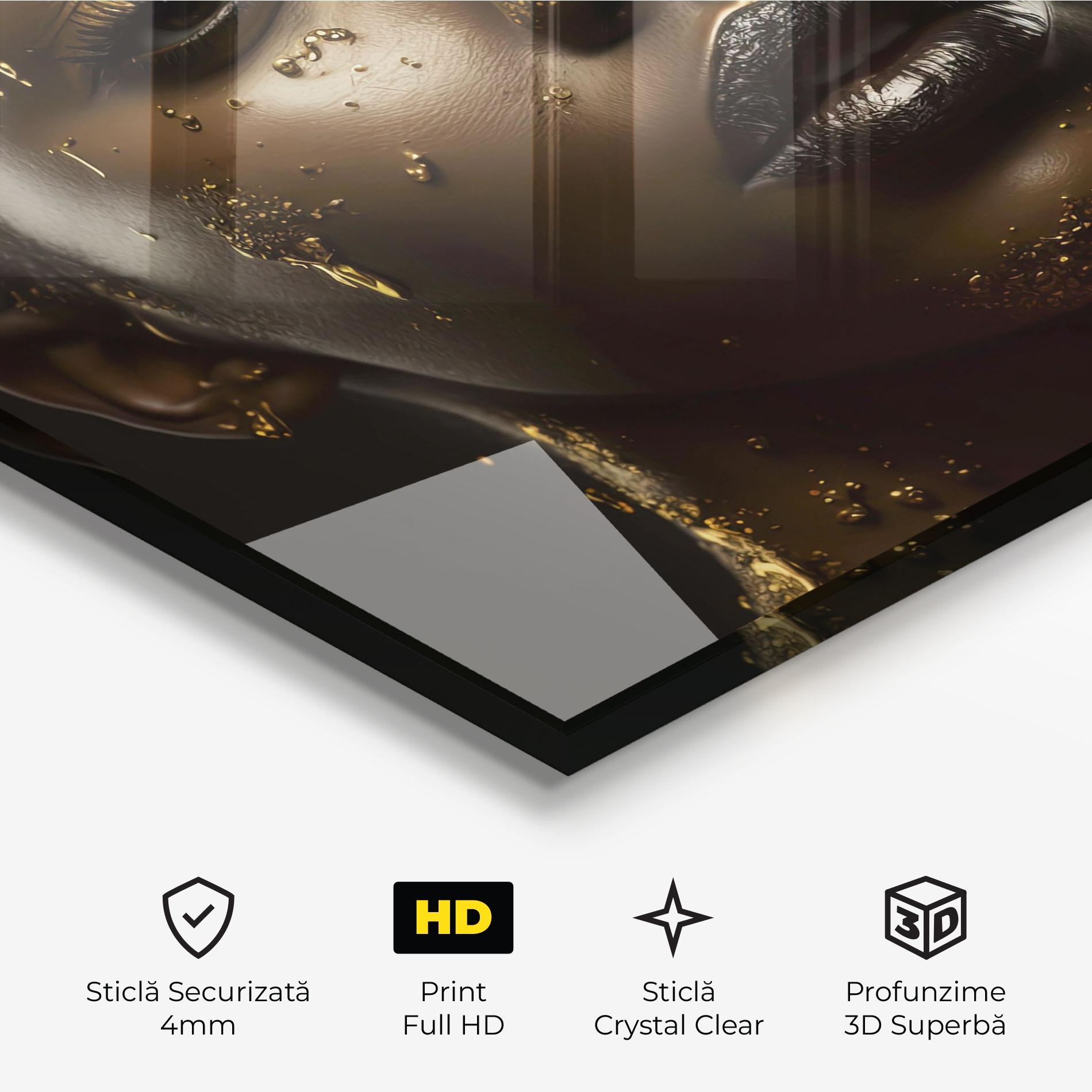 Tablou Sticla Gold Sparkling Woman mockup 3