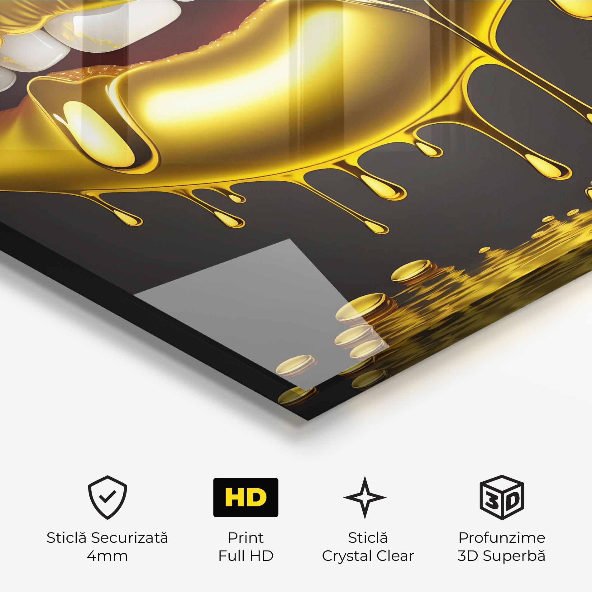 Tablou Sticla Pop Gold Lips mockup 3