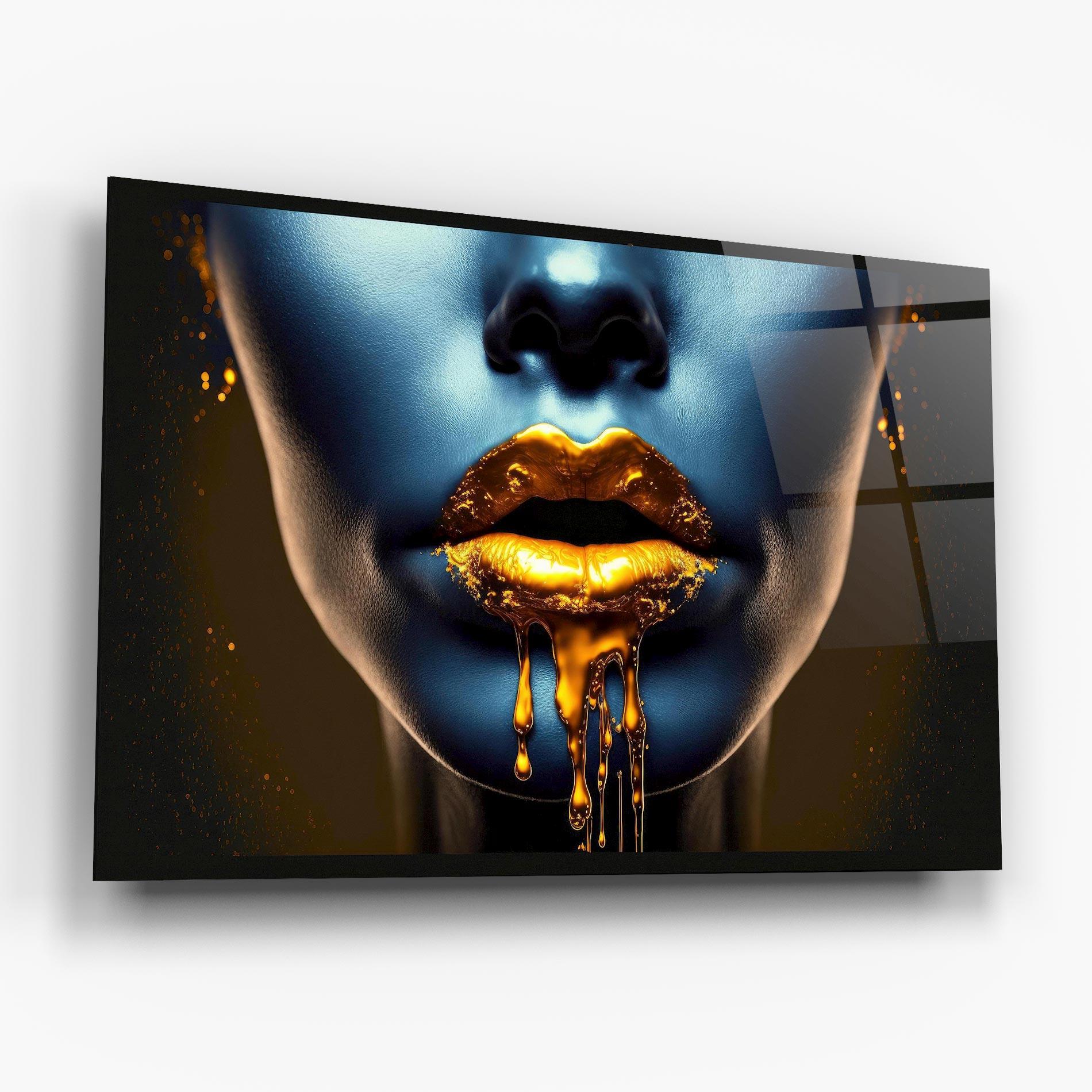Tablou Sticla Gold Liquid Blue mockup 6