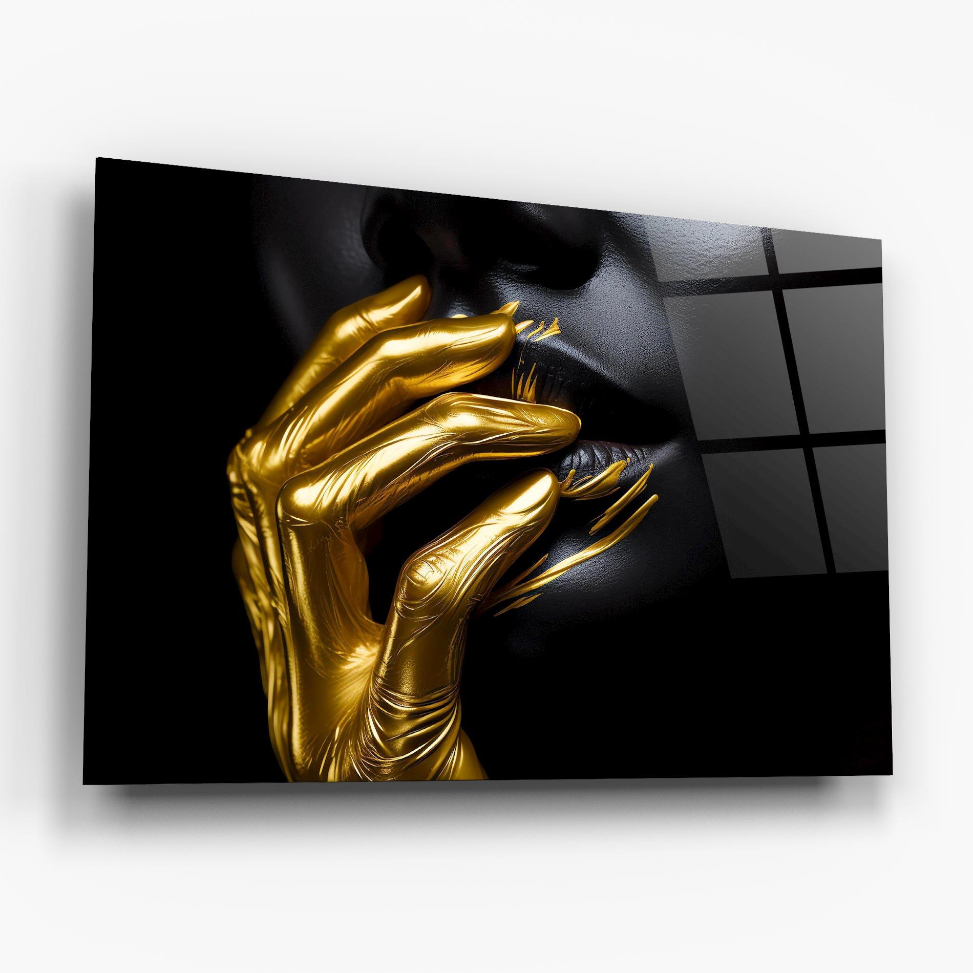 Tablou Sticla Gold Small Hand mockup 6