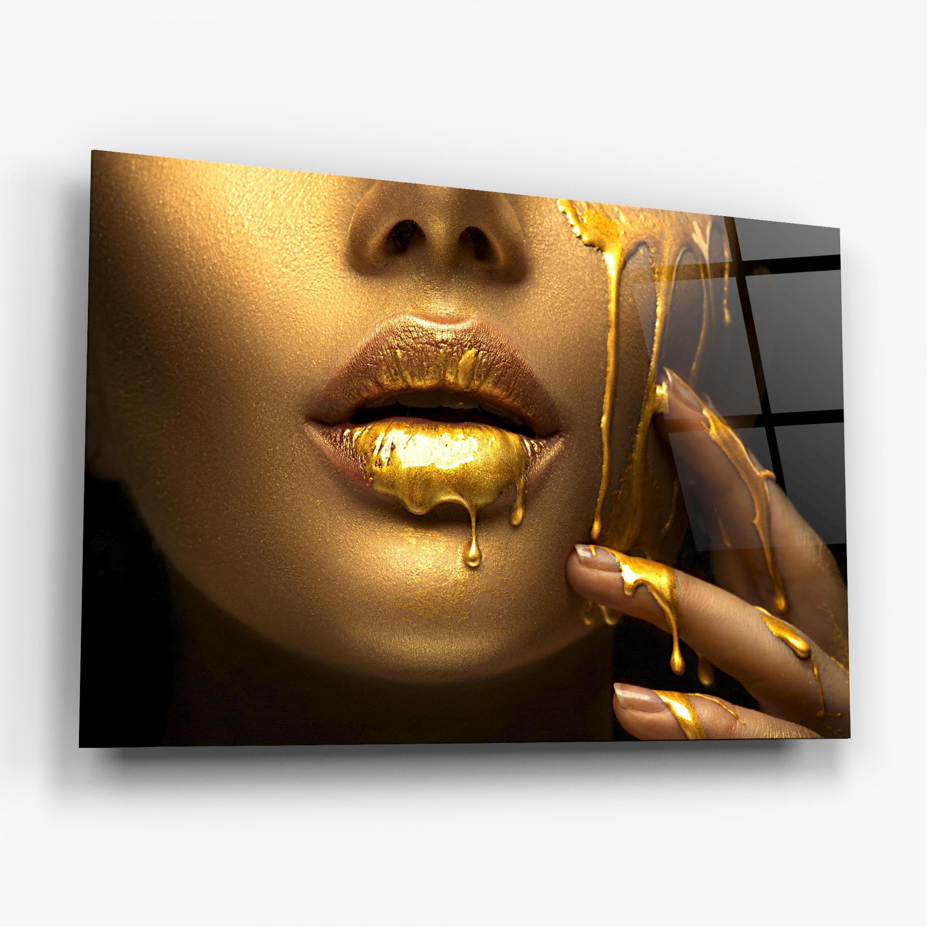 Tablou Sticla Golden Lips mockup 6