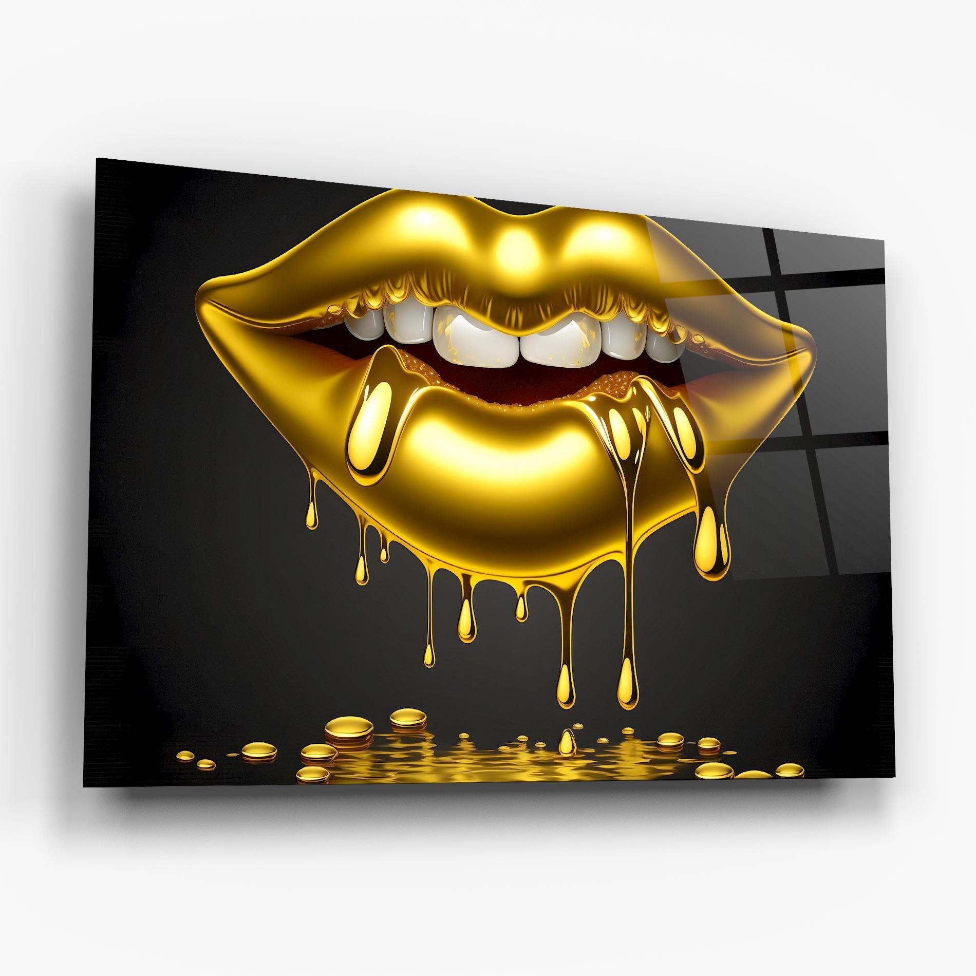 Tablou Sticla Pop Gold Lips mockup 6