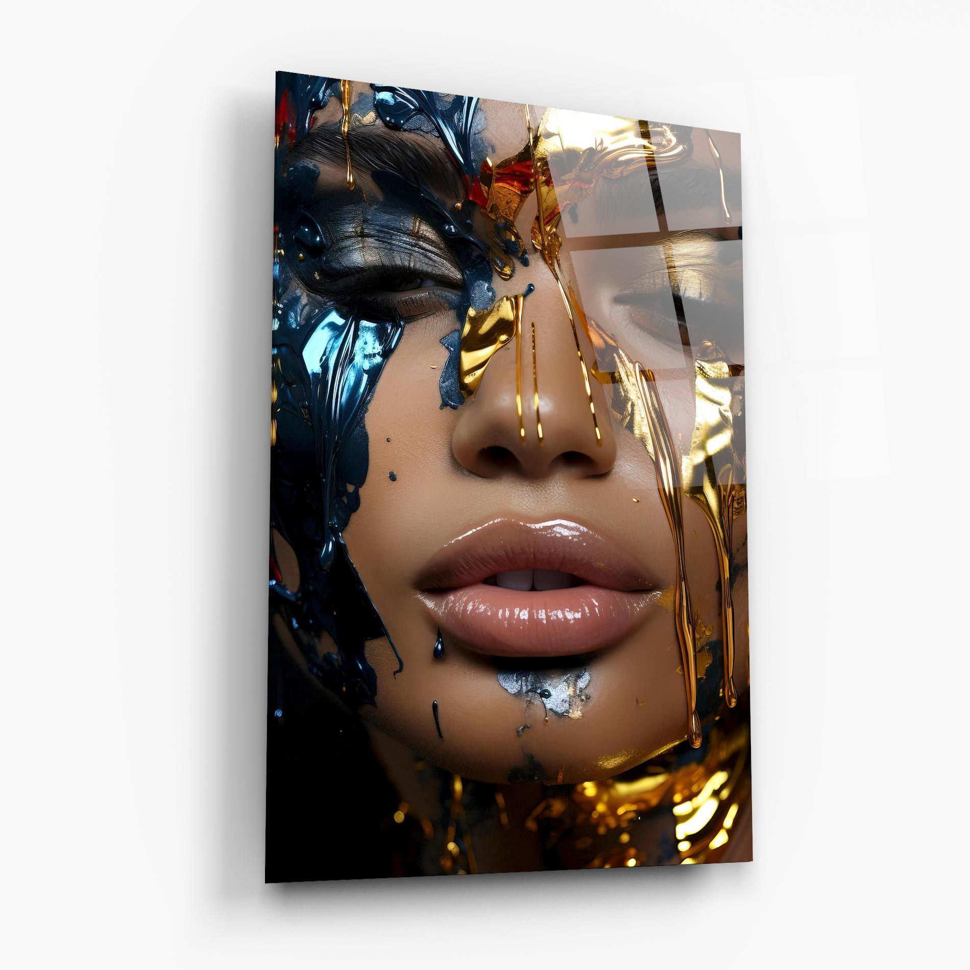 Blue Gold Paint Face mockup 6