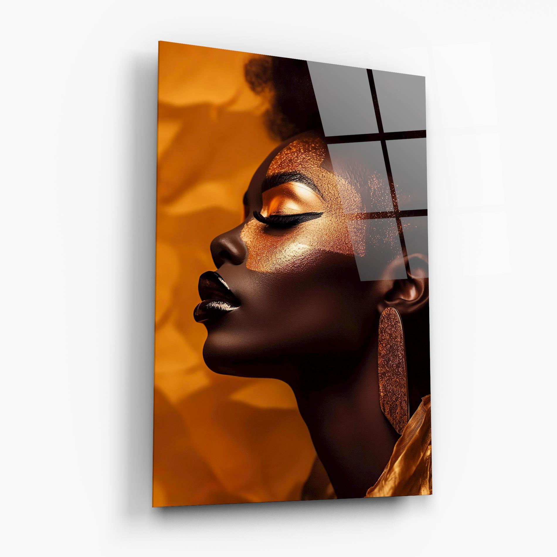 Tablou Sticla Fashion Gold Portrait mockup 6