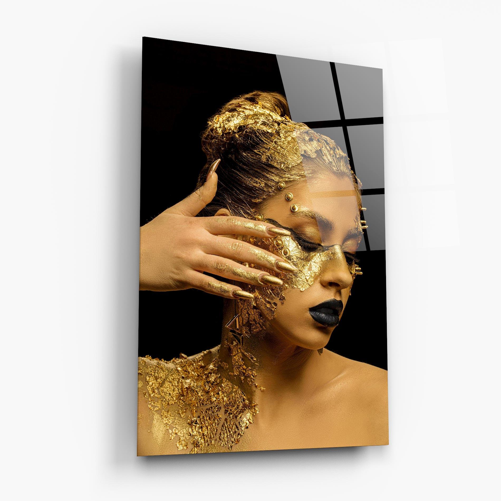 Tablou Sticla Festive Golden Makeup mockup 6
