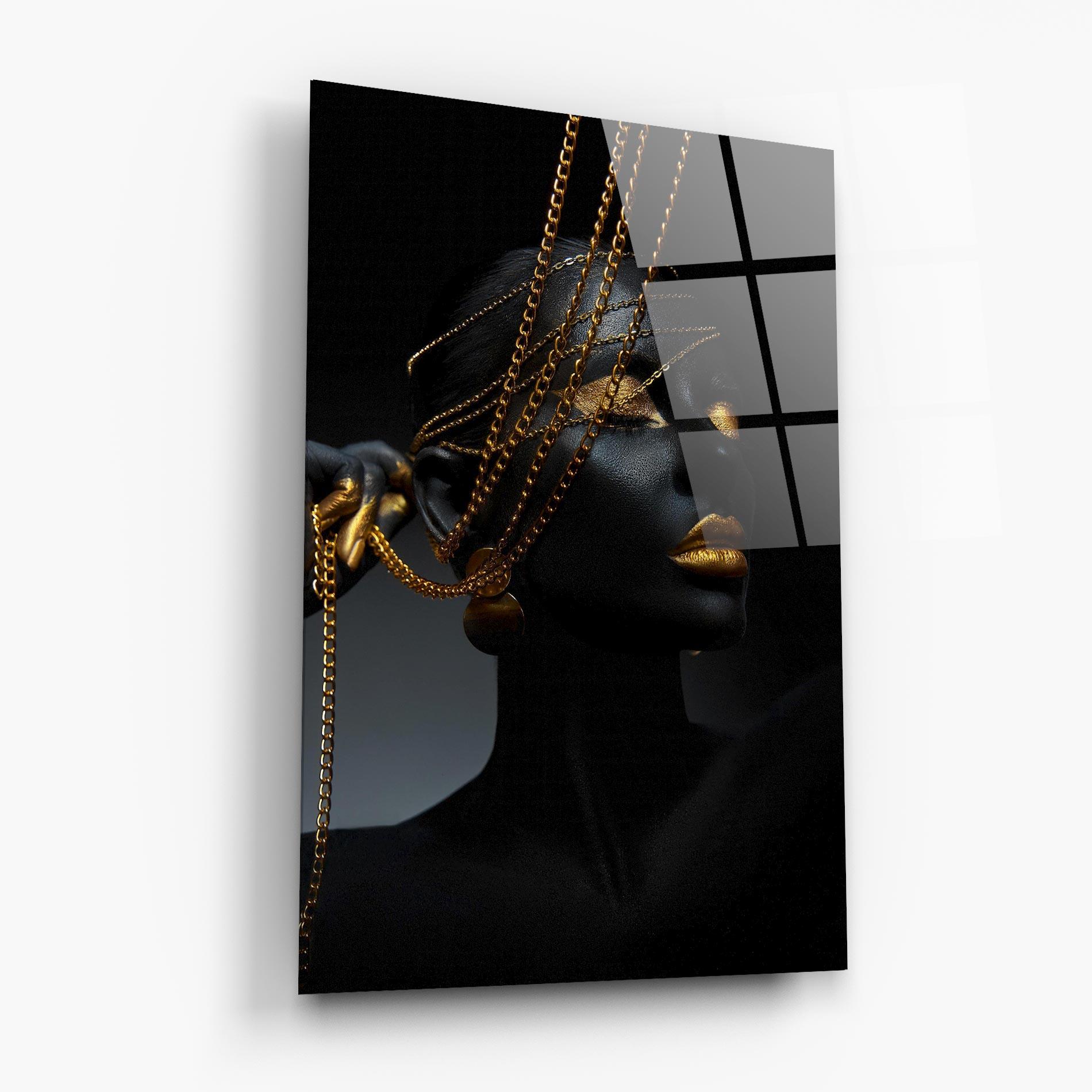 Tablou Sticla Gold Chain Fingertips mockup 6