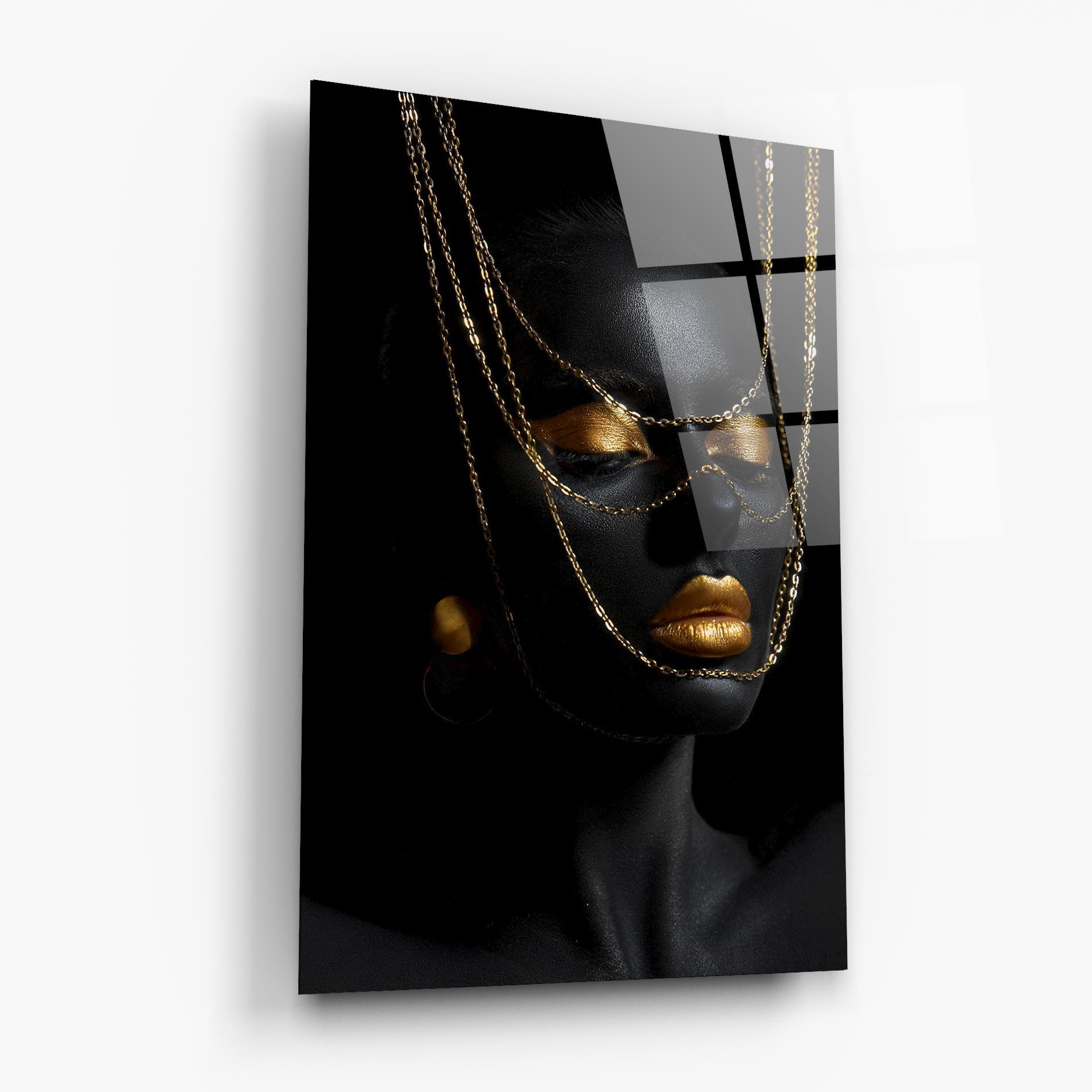 Tablou Sticla Gold Chain Girl mockup 6