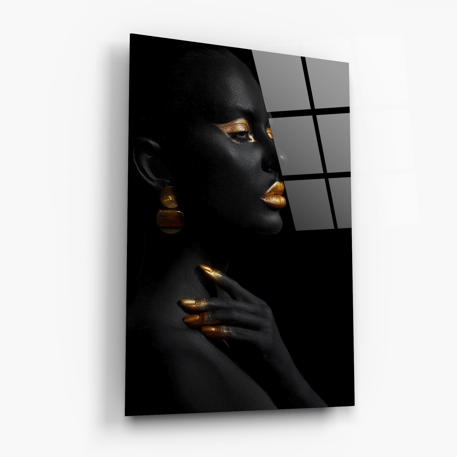 Tablou Sticla Lips Gold Eyelids mockup 6