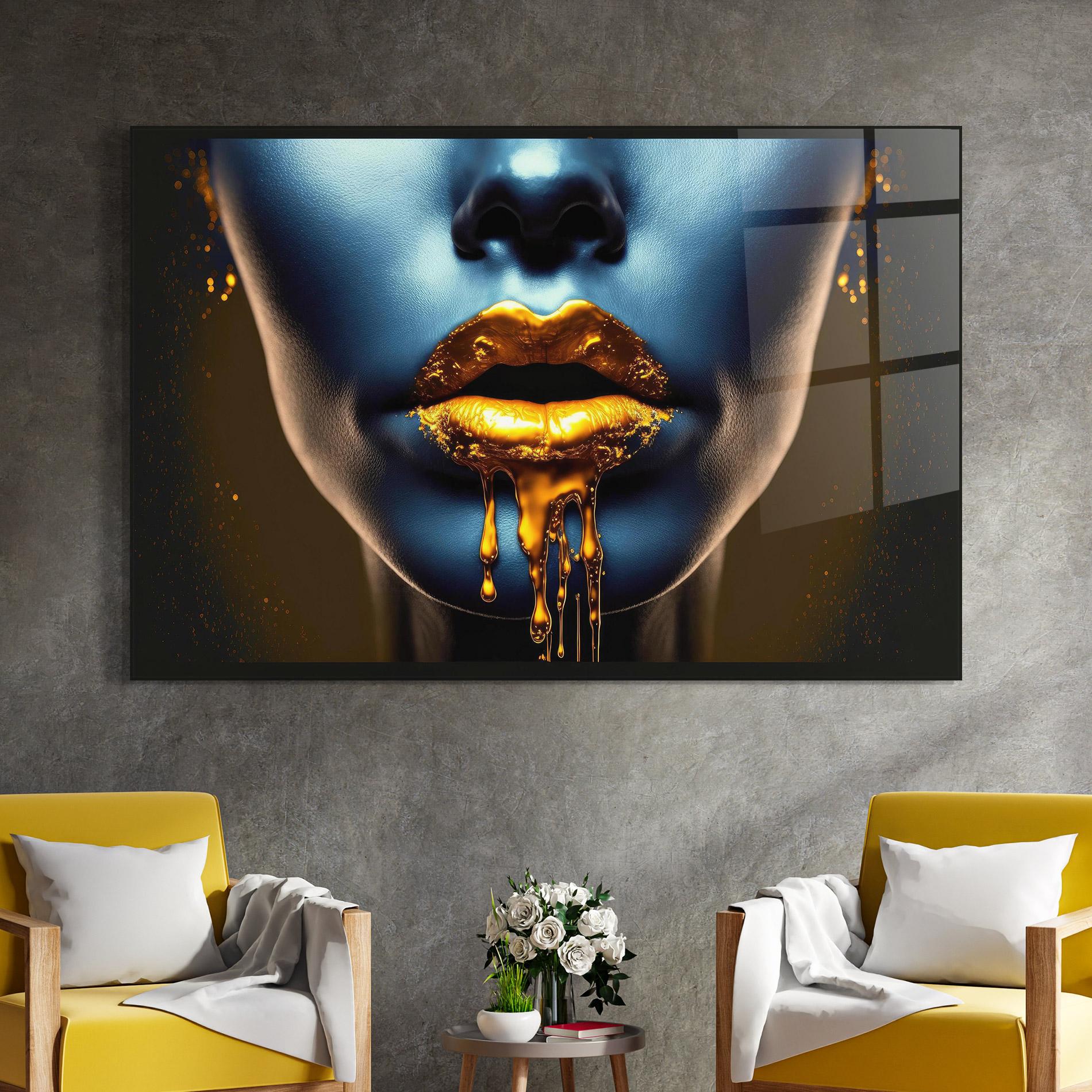 Tablou Sticla Gold Liquid Blue mockup 4