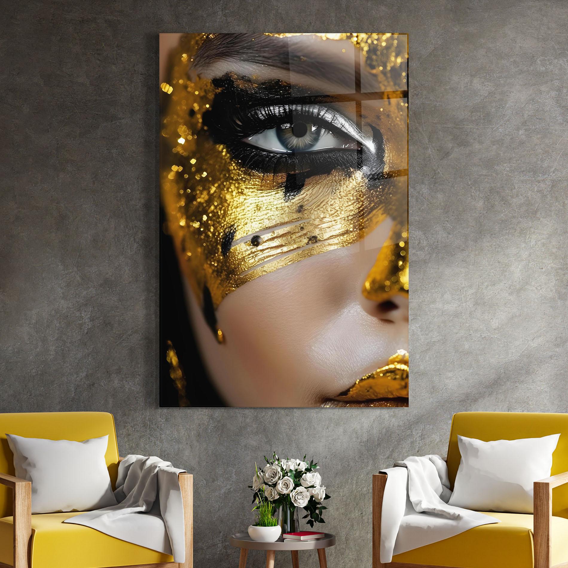 Tablou Sticla Black Gold Eyeliner mockup 4