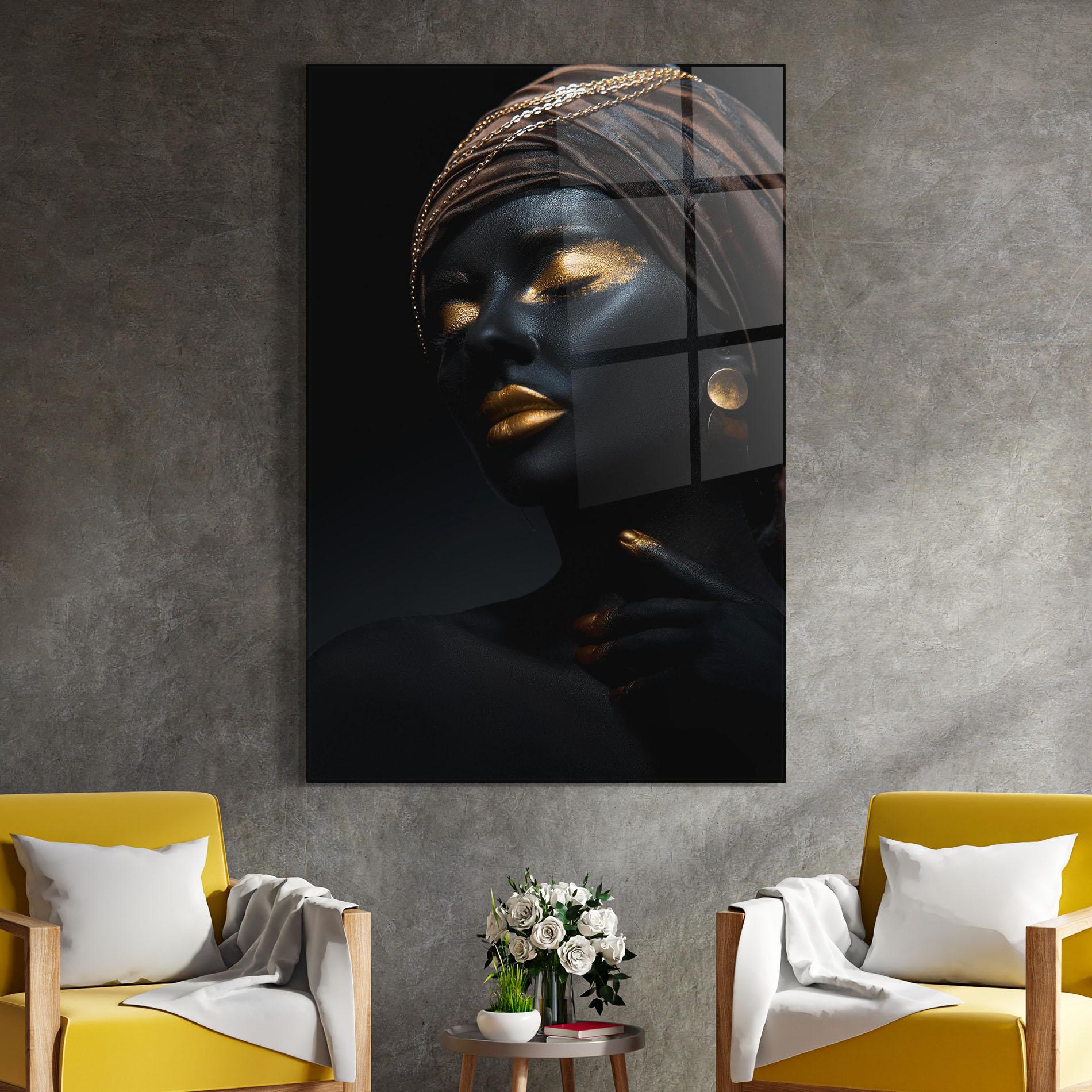 Tablou Sticla Black Gold Skin mockup 4