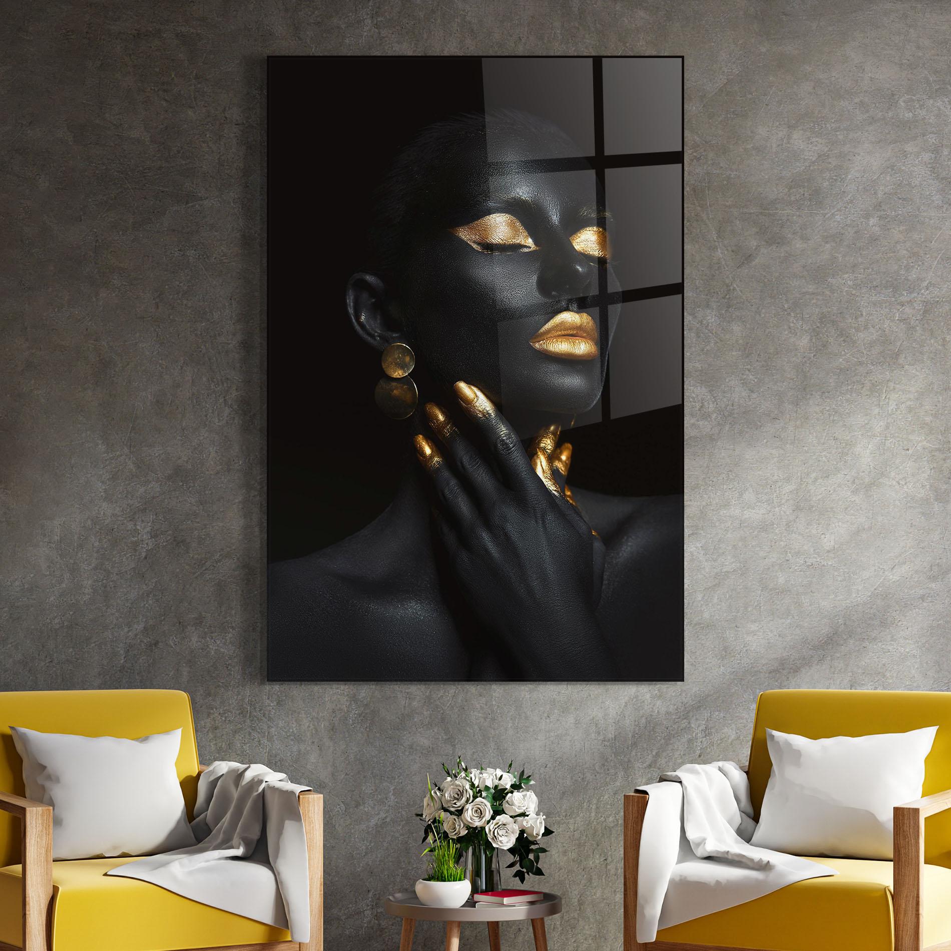 Tablou Sticla Eyelids Gold Makeup mockup 4