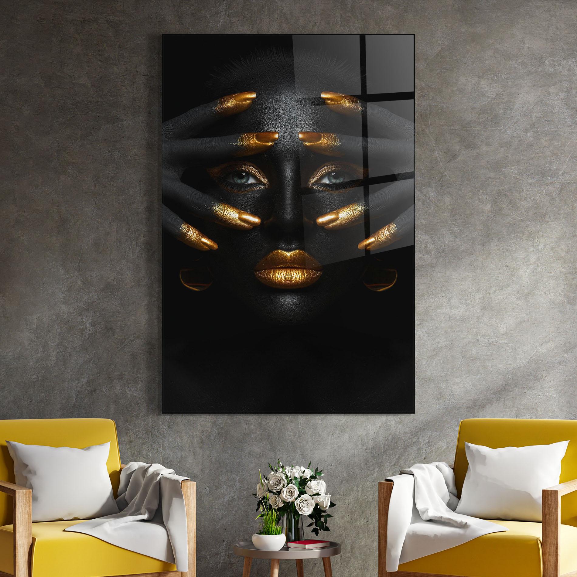 Tablou Sticla Gold Fingertips Art mockup 4