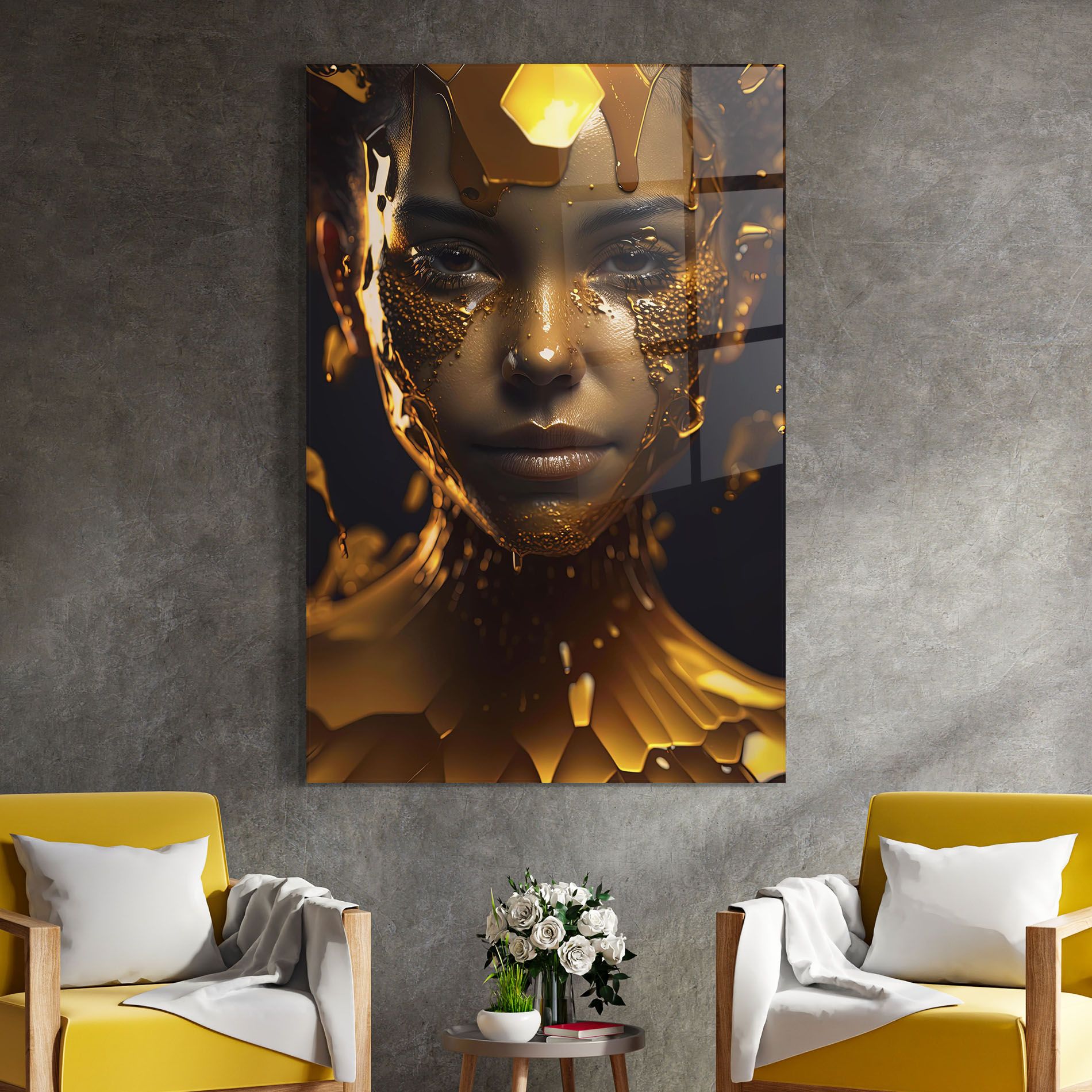 Gold Honeycomb Girl mockup 4